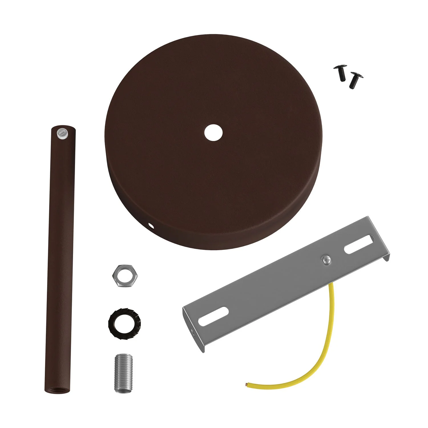 Zylindrisches Metalldeckenbaldachin-Set mit 15 cm Kabelklemme – Dunkel rostfarben lackiert - Image 3