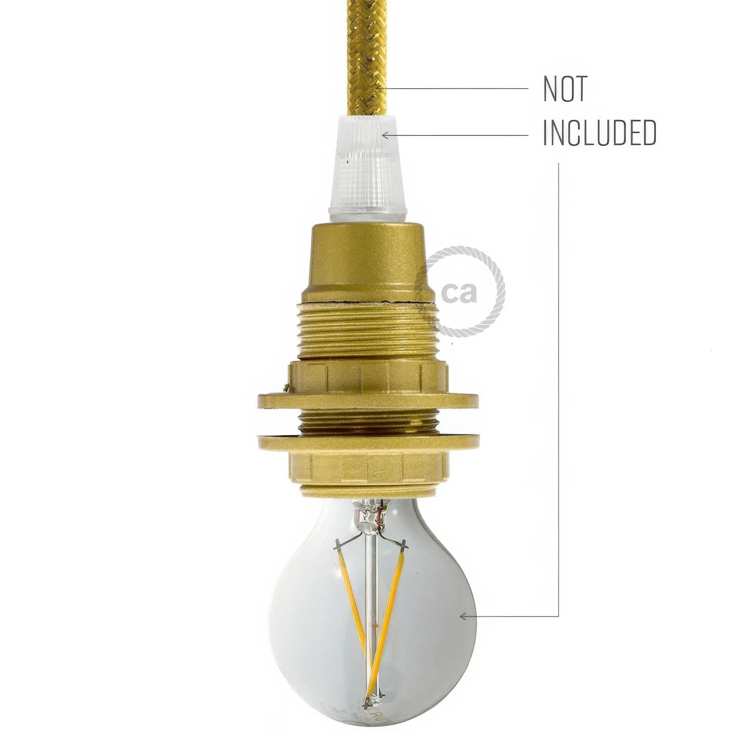 E14-Lampenfassung-Set aus Bakelit mit Doppelmutter für Lampenschirm – Gold - Image 3