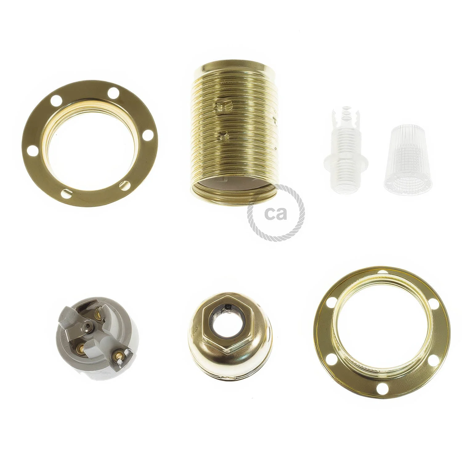 E14-Lampenfassung-Kit aus Metall mit doppeltem Ring für Lampenschirme – Messing - Image 2