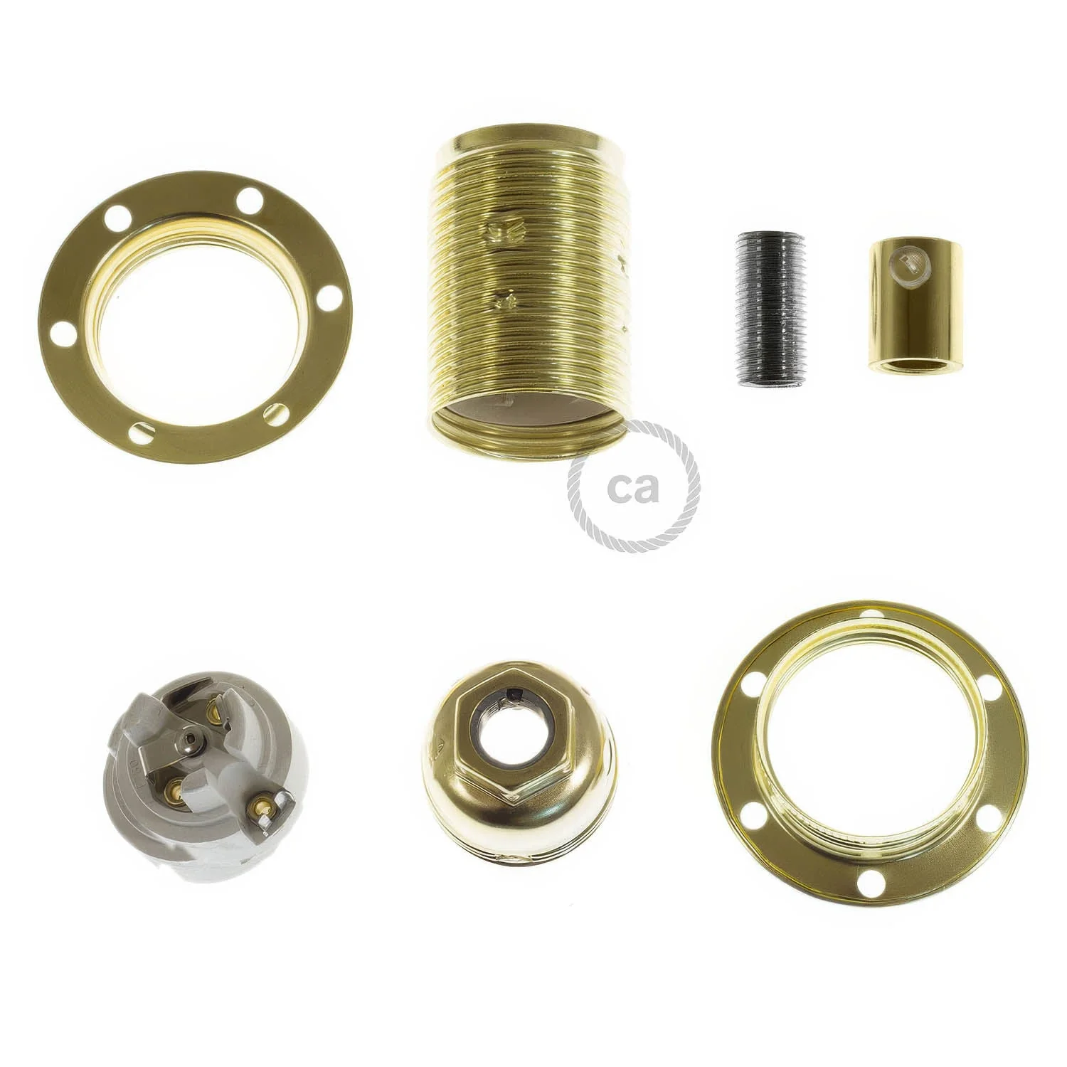 E14-Lampenfassung-Kit aus Metall mit doppeltem Ring für Lampenschirme – Messing - Image 5