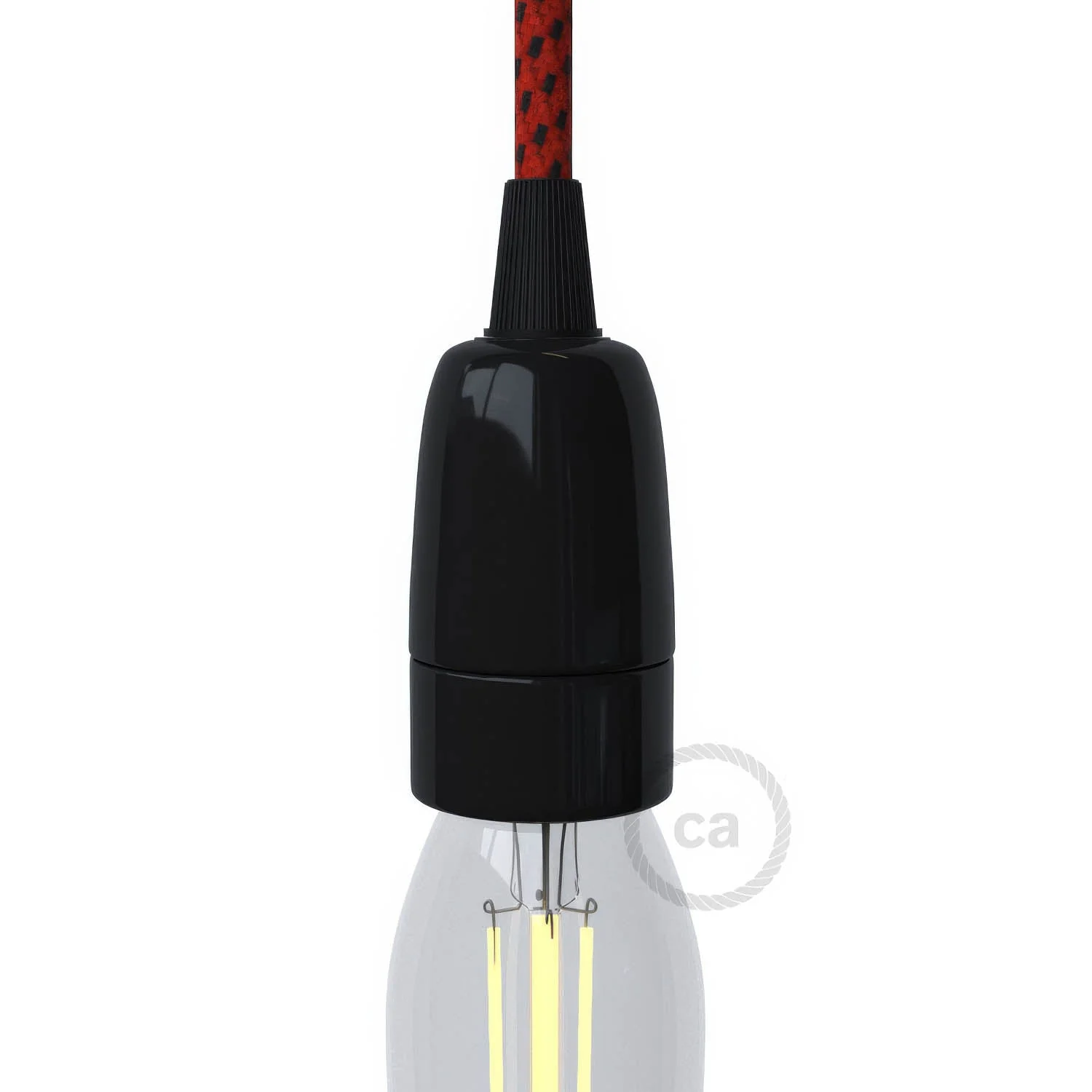 Kit Lampenfassungen E14 aus Porzellan - Schwarz