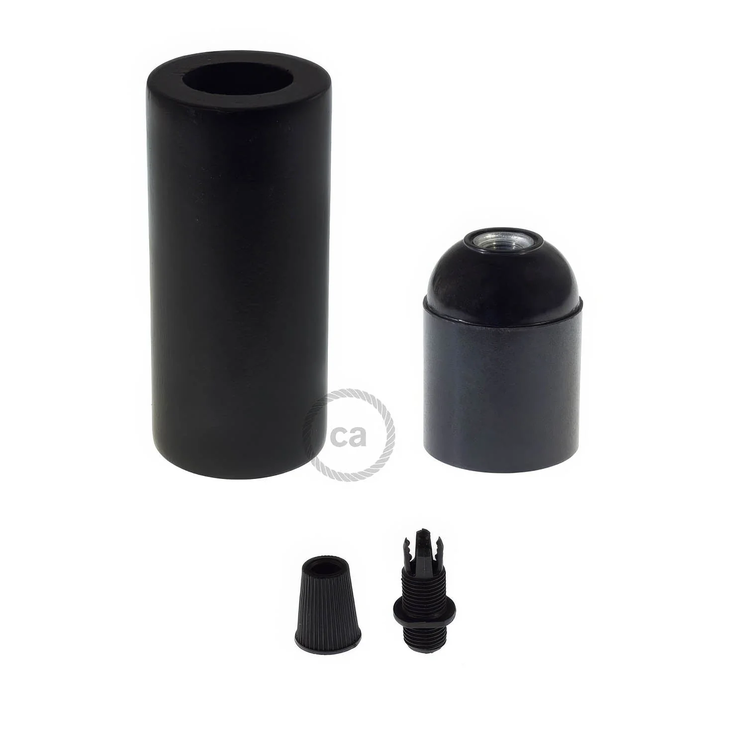 Kit Lampenfassung E27 aus Holz für 3XL-Kordel – Schwarz - Image 2