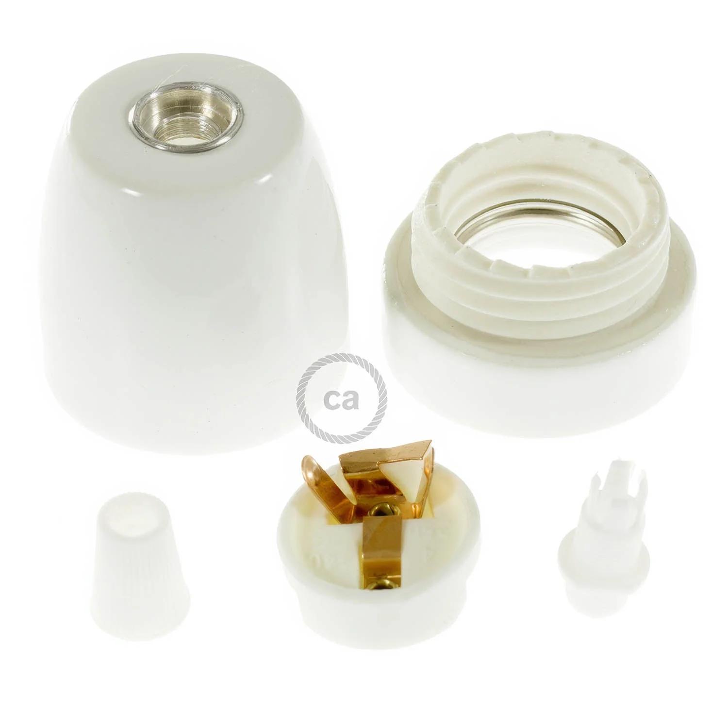 Kit E27 Lampenfassung aus Porzellan – Weiß - Image 2