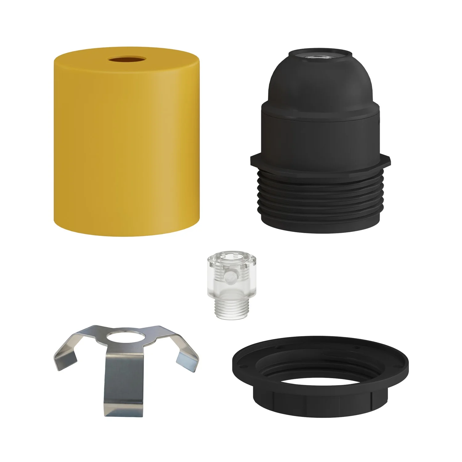 E27 Lampenfassung-Kit halbgewinde aus Metall mit versteckter Zugentlastung – Senfgelb - Image 2