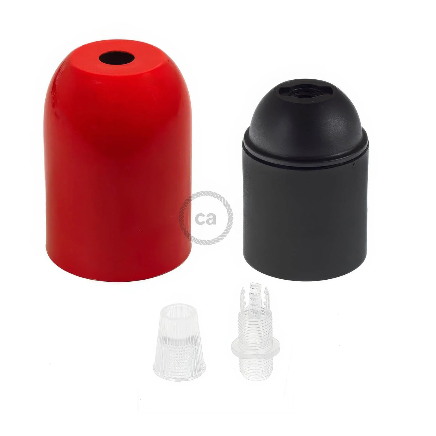 E27 Halbschalen-Fassungs-Kit aus Metall – Rot - Image 2