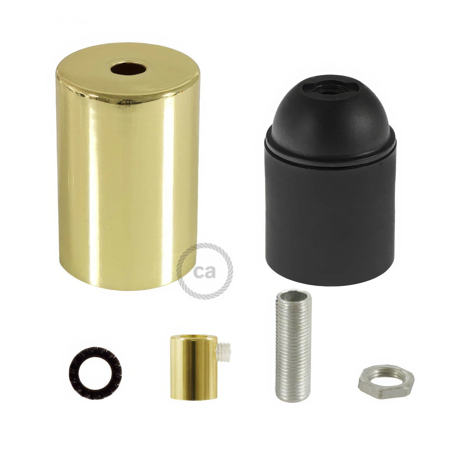 Kit Lampenfassungen E27 zylindrisch aus Metall - Messing - Image 6