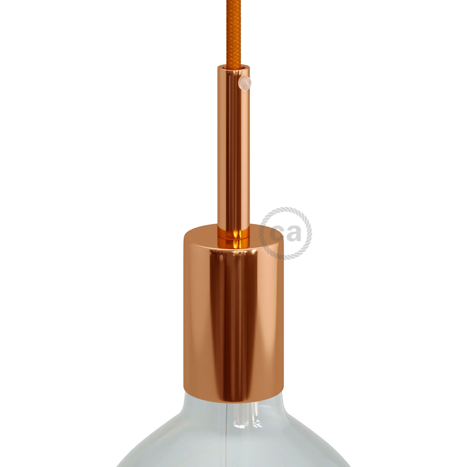 Zylindrisches E27-Lampenfassungs-Set aus Metall mit 7-cm-Kabelzugentlaster – Kupfer