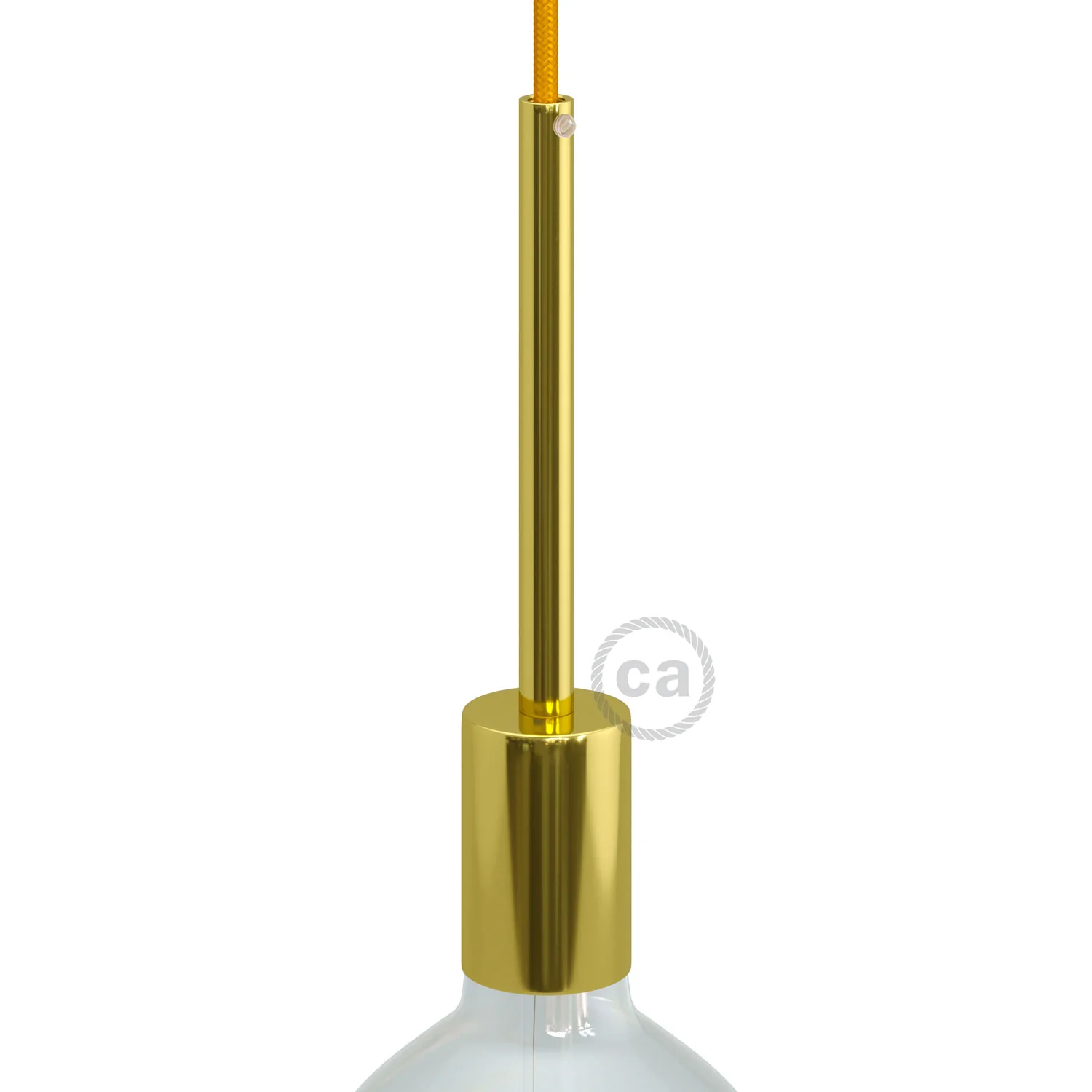 Zylindrischer E27-Lampensockel aus Metall mit 15 cm Zugentlaster – Messing