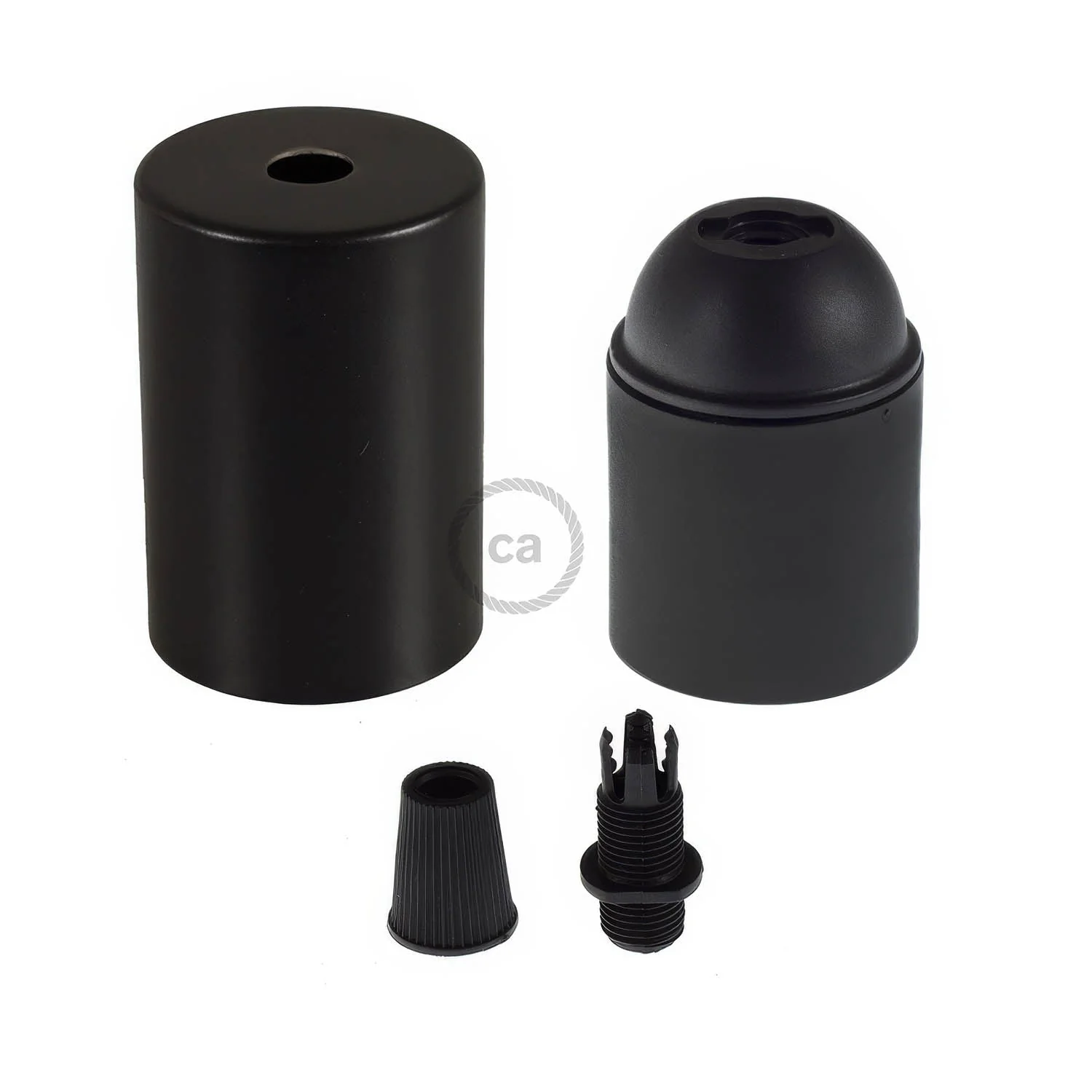 Kit Lampenfassungen E27 zylindrisch aus Metall - Schwarz - Image 2