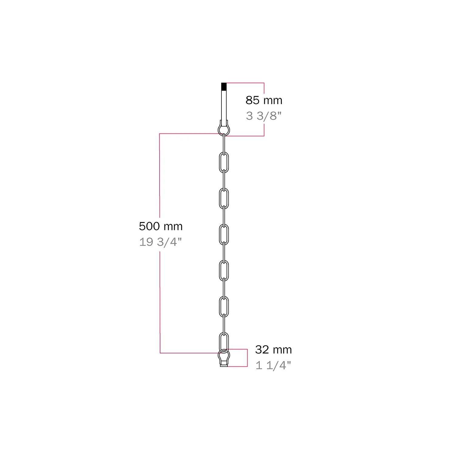 Mechanisches Aufhängungs‑Kit mit genuesischer Kette aus Eisen – Kette 50 cm, Stange und Haken M10x1 - Image 6