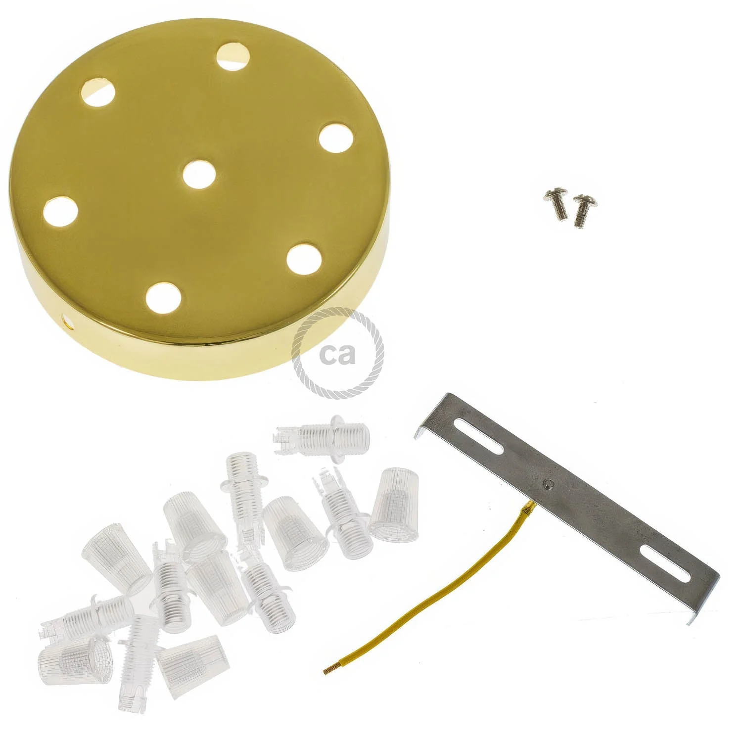 Kit zylindrischer Lampenbaldachin aus Metall mit 7 Löchern – Messing - Image 3