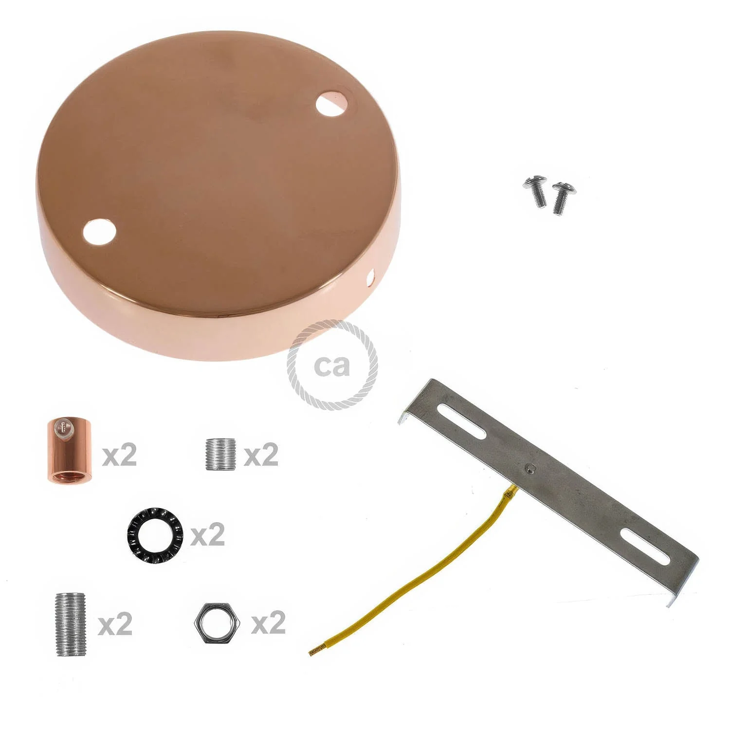 Kit zylindrischer Lampenbaldachin aus Metall mit 2 Löchern - Kupfer - Image 8