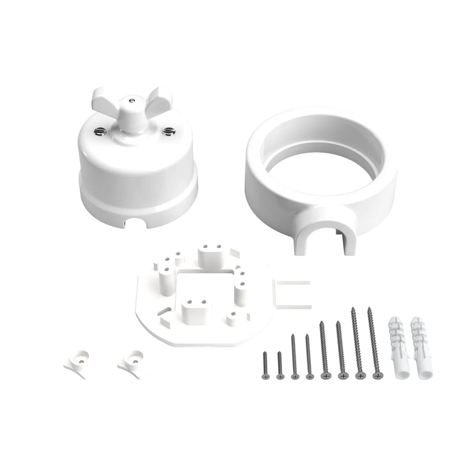 Schalter/Wechsler-Kit mit Flügelmutter und Basis für Creative-Tubes aus weißem Porzellan - Image 3