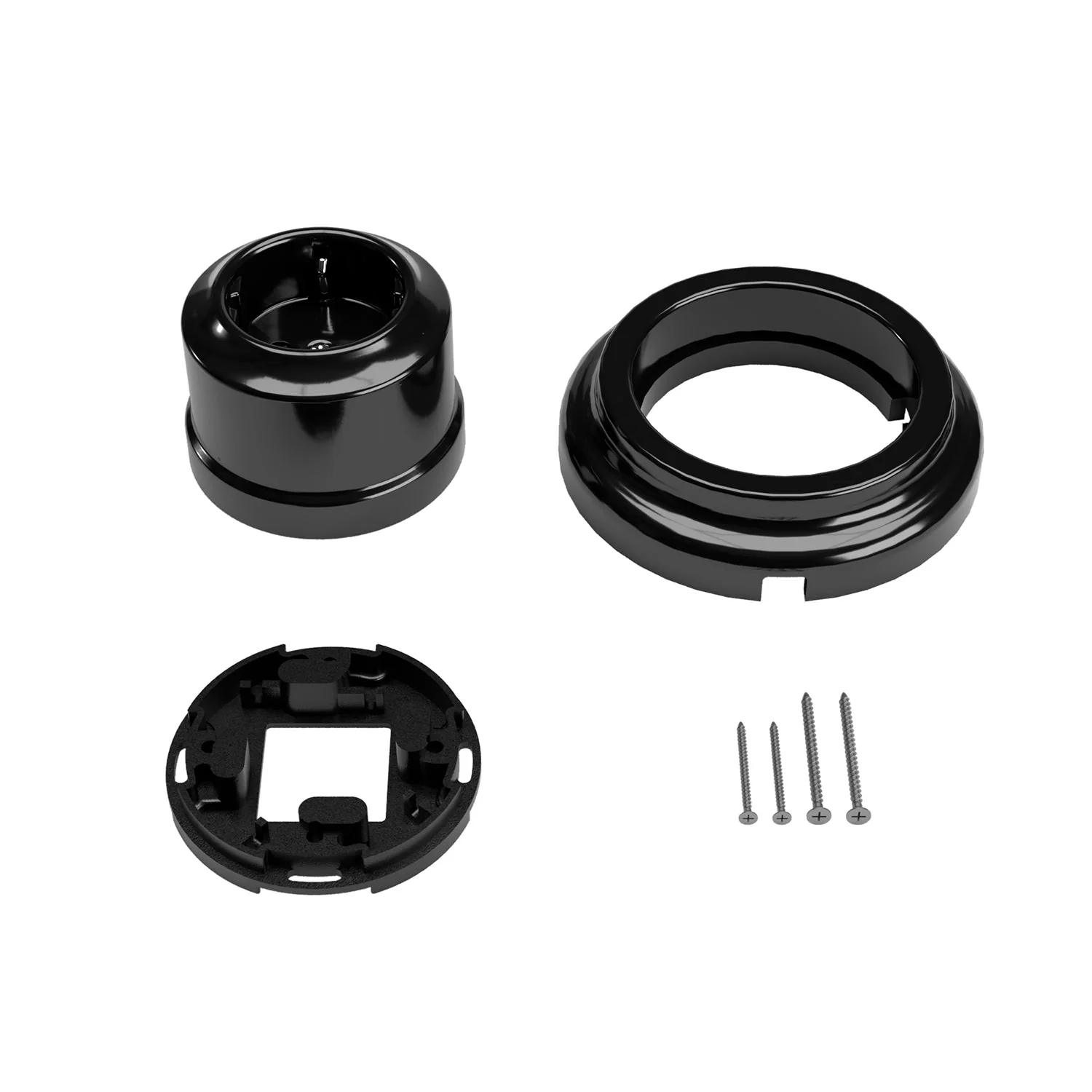 Wand-Steckdosen-Kit Schuko und Basis aus Porzellan – Schwarz - Image 3