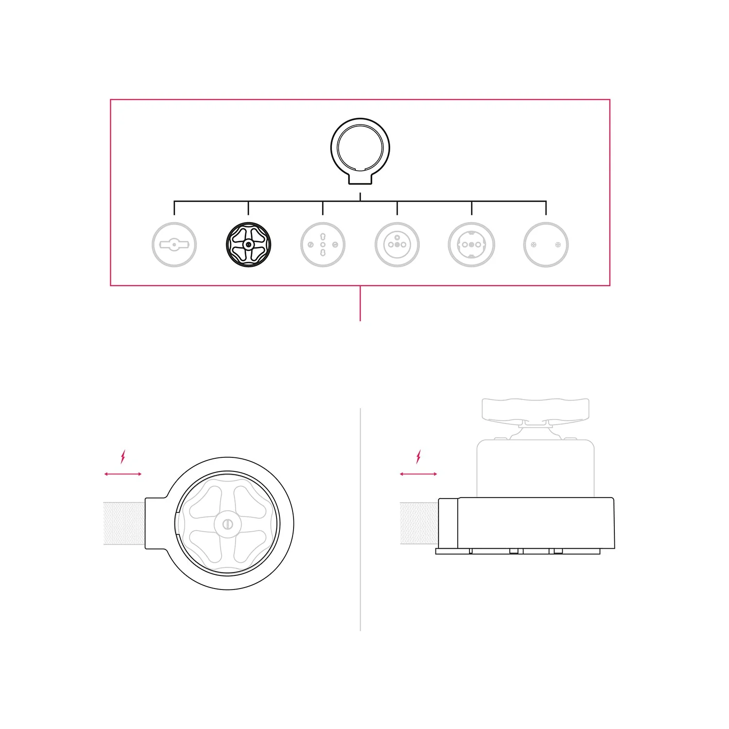 Schalter-/Wechsler-Kit mit Drehknopf und Sockel für Creative-Tubes in schwarzer Porzellan - Image 7
