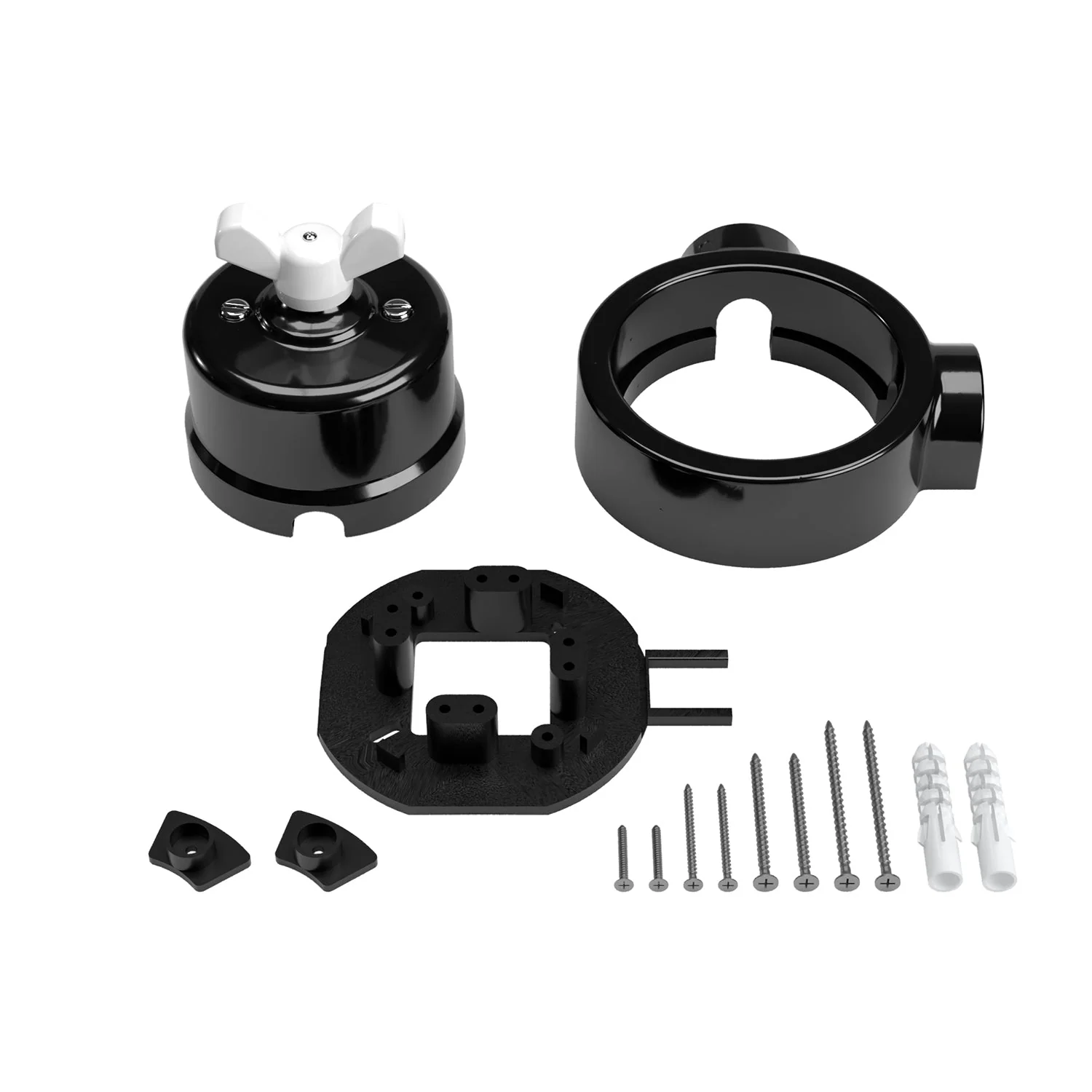 Schalter-/Wechselschalter-Set mit Flügelmutter und Sockel für Creative-Tubes aus schwarzem Porzellan - Image 10