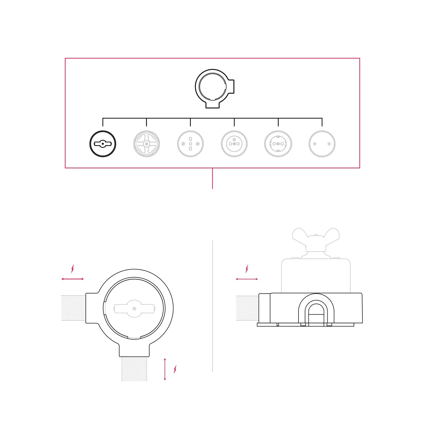 Schalter-/Wechselschalter-Set mit Flügelmutter und Sockel für Creative-Tubes aus schwarzem Porzellan - Image 14
