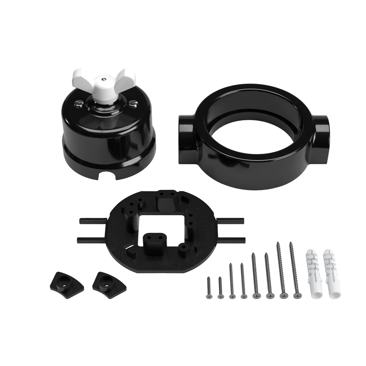 Schalter-/Wechselschalter-Set mit Flügelmutter und Sockel für Creative-Tubes aus schwarzem Porzellan - Image 17