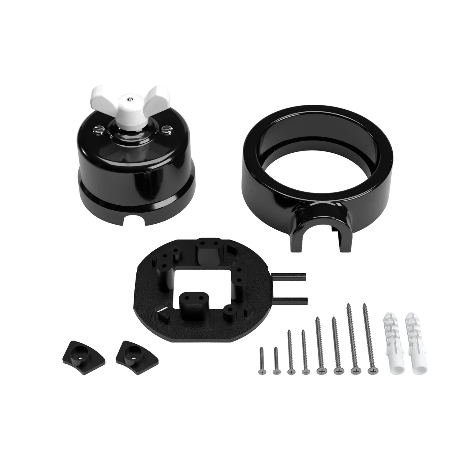 Schalter-/Wechselschalter-Set mit Flügelmutter und Sockel für Creative-Tubes aus schwarzem Porzellan - Image 3