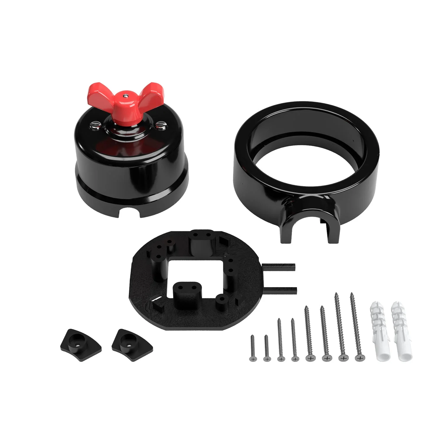 Schalter-/Wechselschalter-Set mit Flügelmutter und Sockel für Creative-Tubes aus schwarzem Porzellan - Image 51