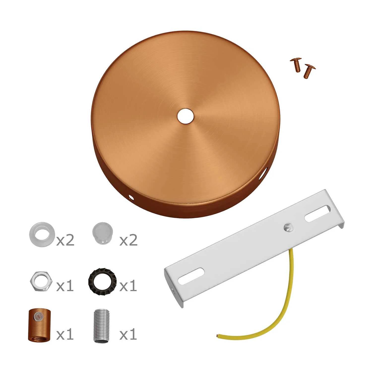 Zylindrisches Baldachin-Kit aus Metall mit 1 zentralem Loch und 2 seitlichen Löchern – Satiniertes Kupfer - Image 8