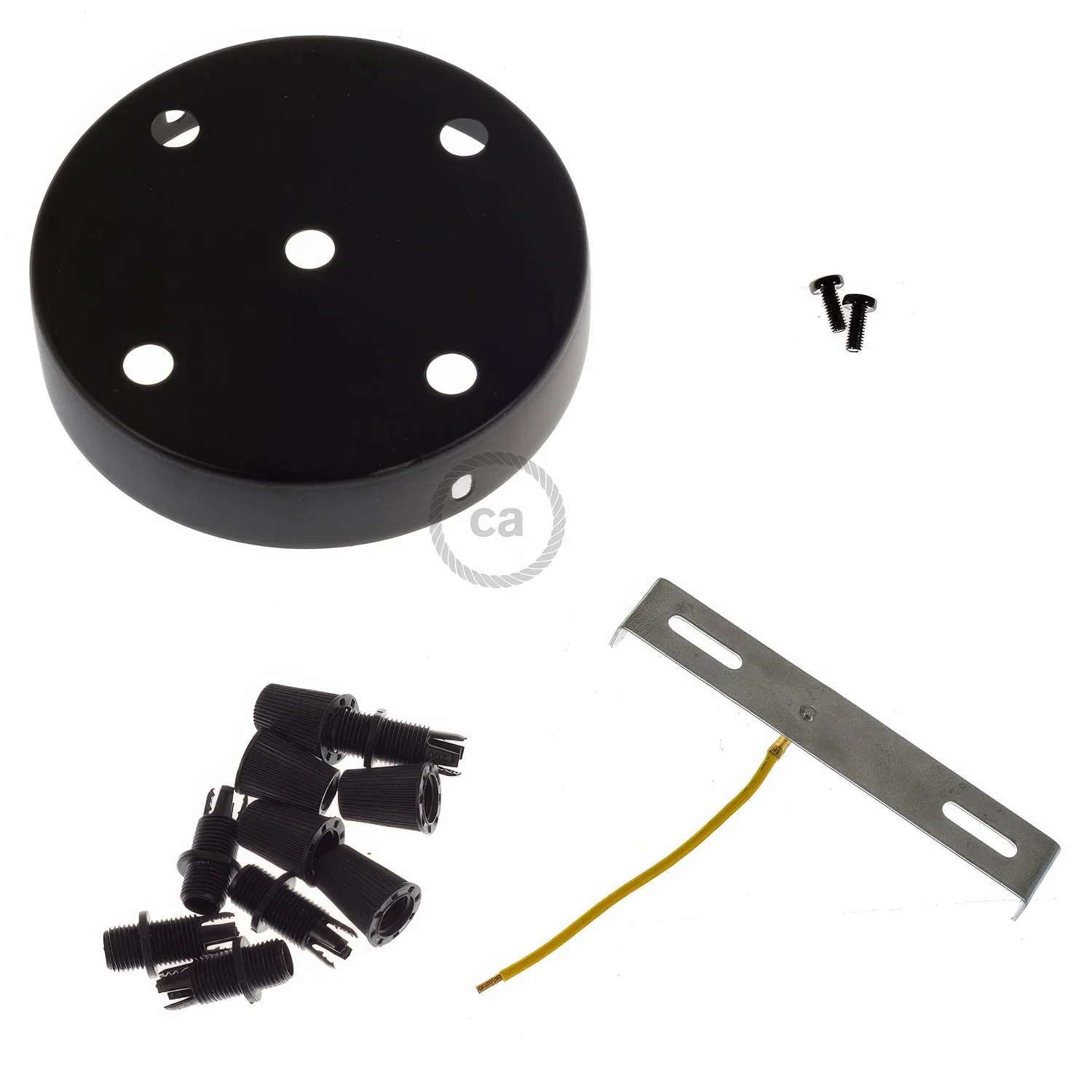 Zylindrisches Rosetten-Kit aus Metall mit 5 Löchern – Schwarz - Image 3