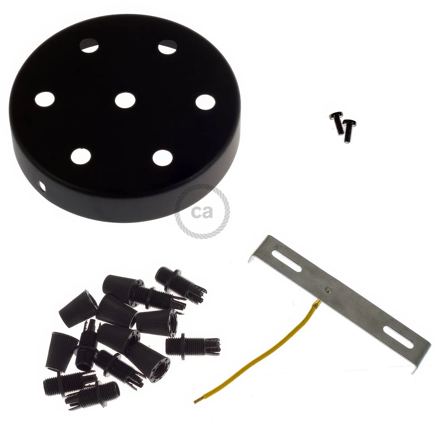 Kit Lampenbaldachin zylindrisch aus Metall mit 7 Löchern – Schwarz - Image 3