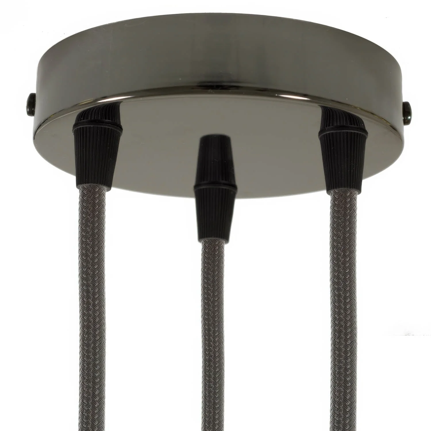 Zylindrisches Lampenbaldachin-Set aus Metall mit 3 Löchern – Perlschwarz