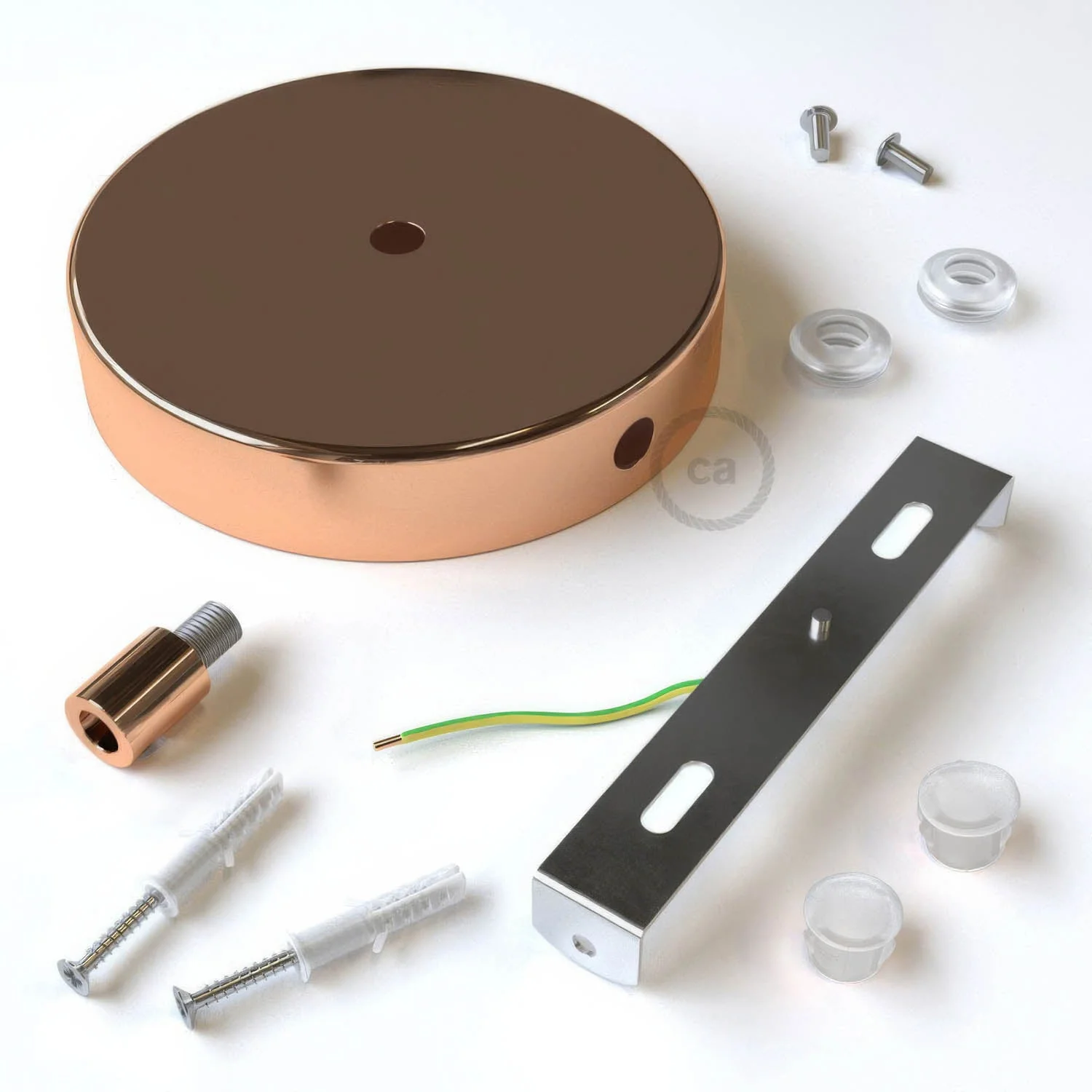 Zylindrische Baldachin-Kit aus Metall mit 1 zentralem und 2 seitlichen Löchern – Kupfer - Image 8