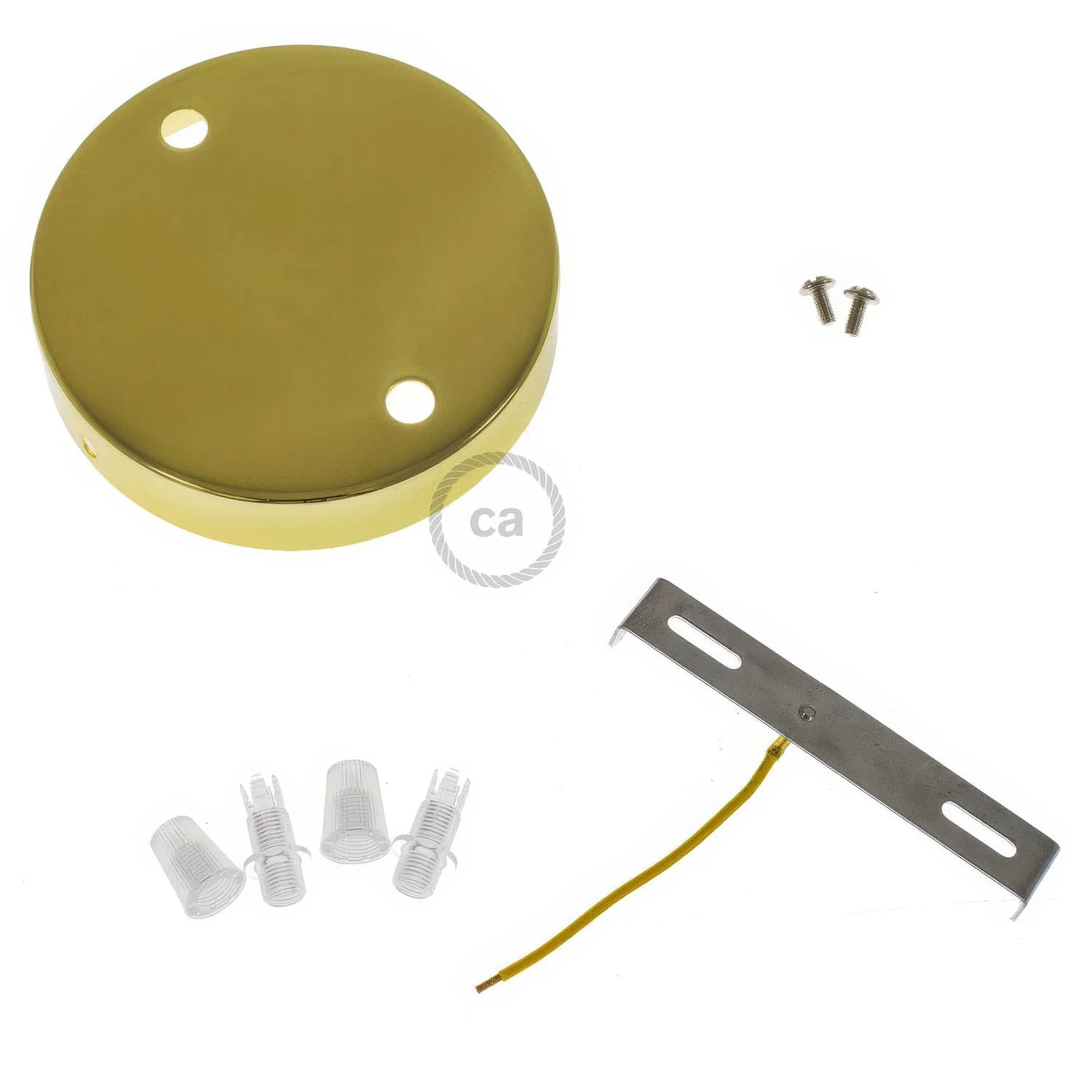 Zylindrisches Lampenbaldachin-Kit aus Metall mit 2 Löchern – Messing - Image 3
