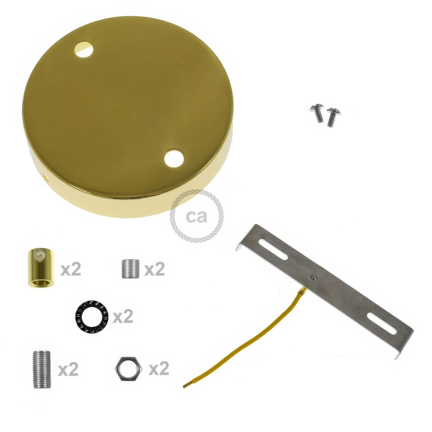 Zylindrisches Lampenbaldachin-Kit aus Metall mit 2 Löchern – Messing - Image 8