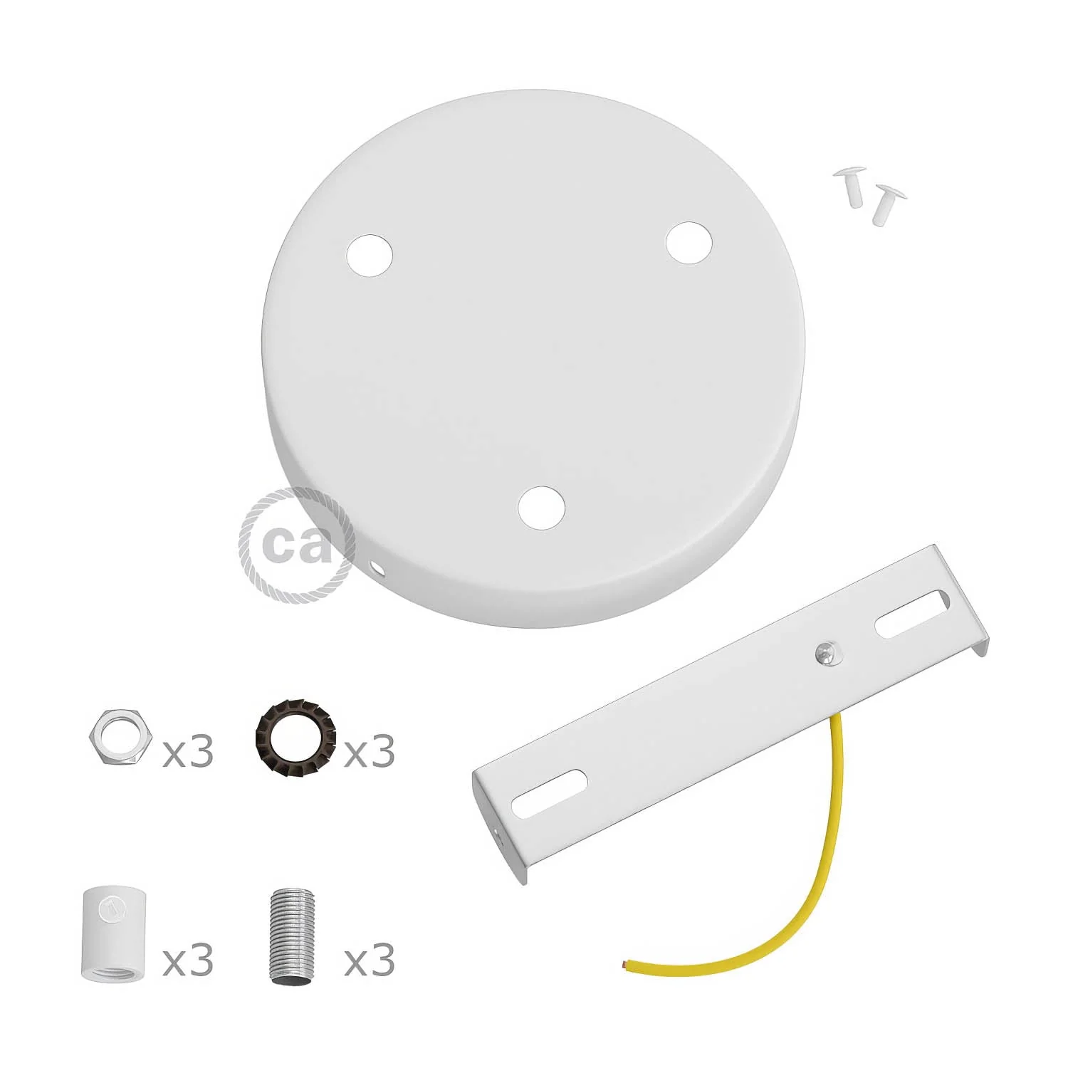 Zylinder-Lampenbaldachin-Kit aus Metall mit 3 Löchern - Mattweiß - Image 8