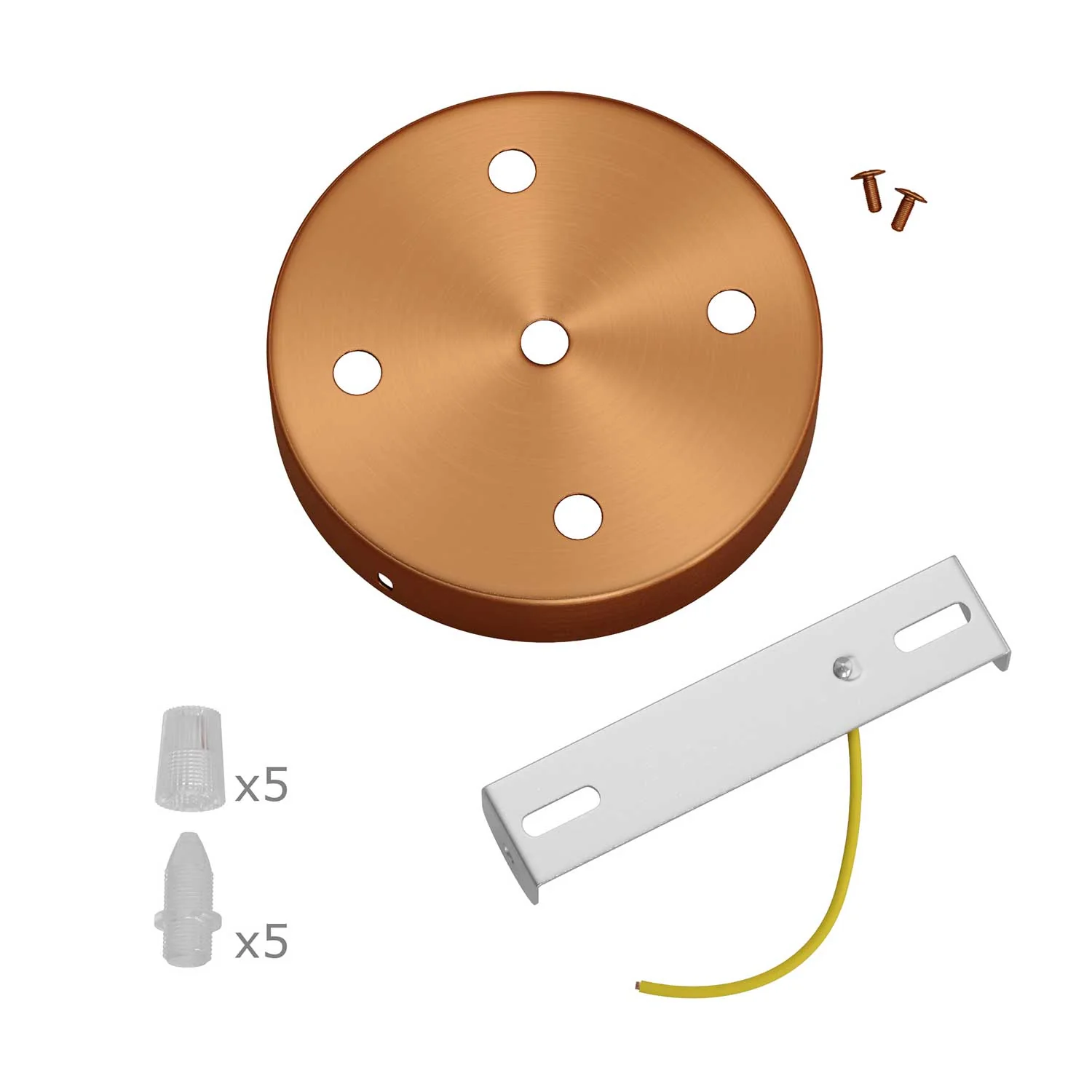 Zylindrischer Lampenbaldachin-Kit aus Metall mit 5 Löchern - Satin-Kupfer - Image 3
