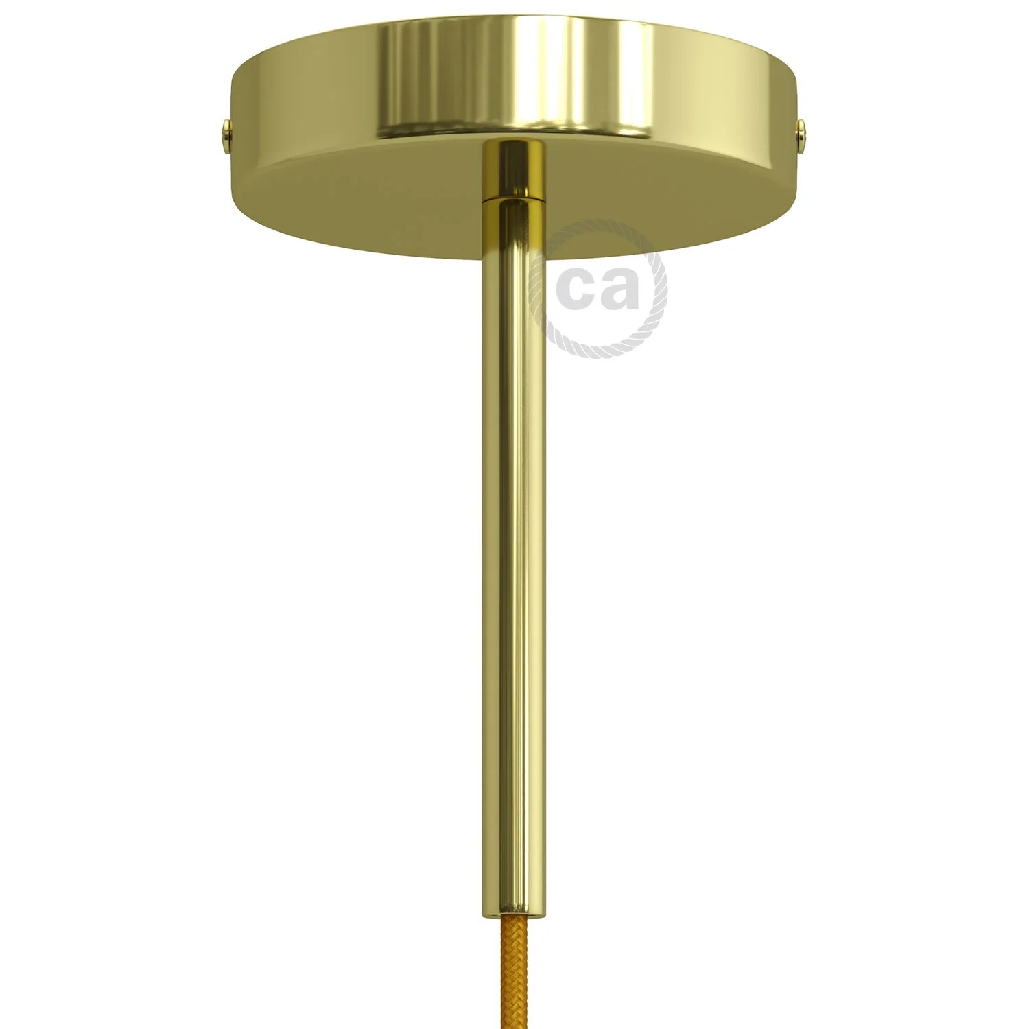 Zylindrisches Lampenbaldachin-Kit aus Metall mit Textilkabel-Zugentlastung, 15 cm – Messing