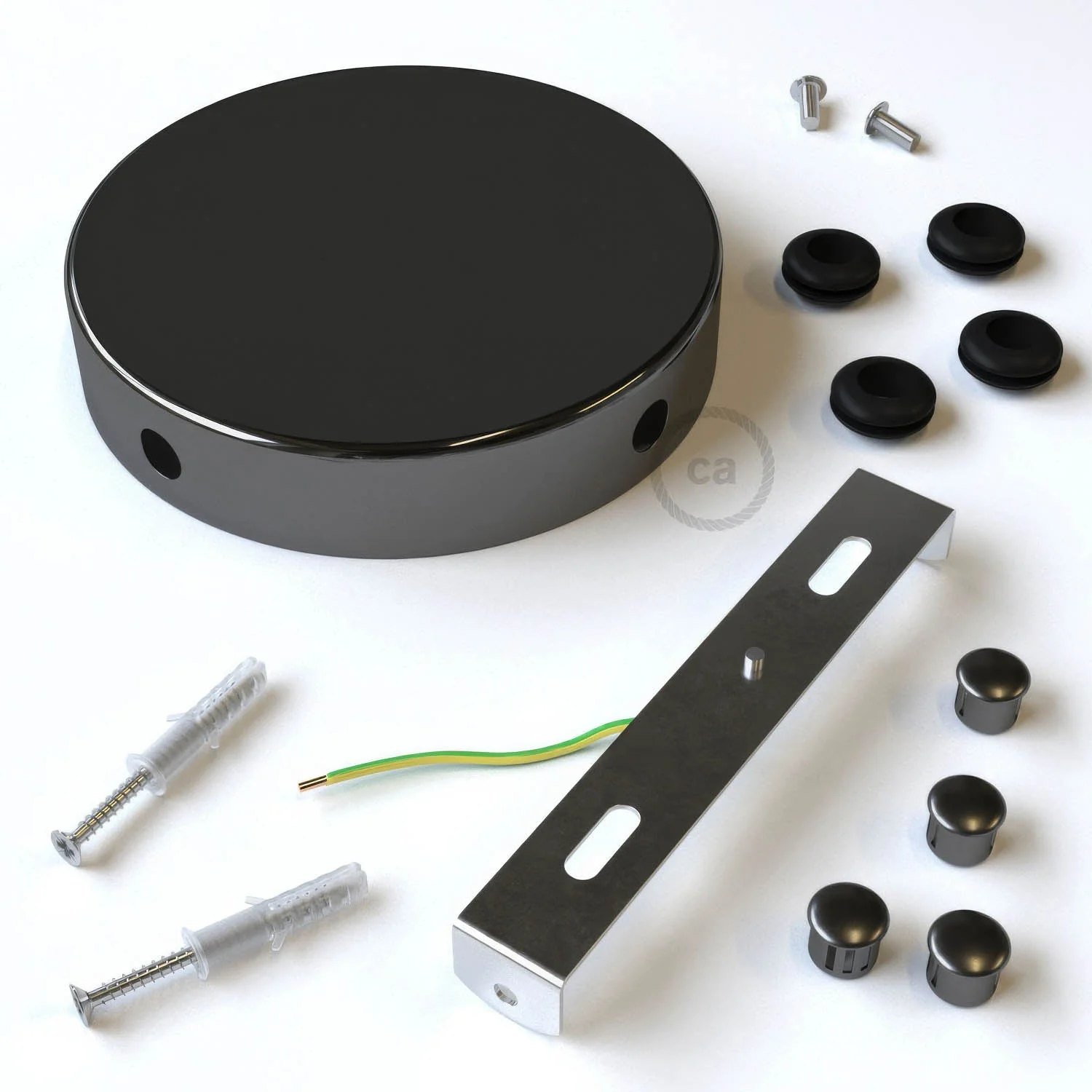 Zylindrisches Metall-Baldachin-Kit mit 4 seitlichen Löchern (Abzweigdose) – Perlenschwarz - Image 3