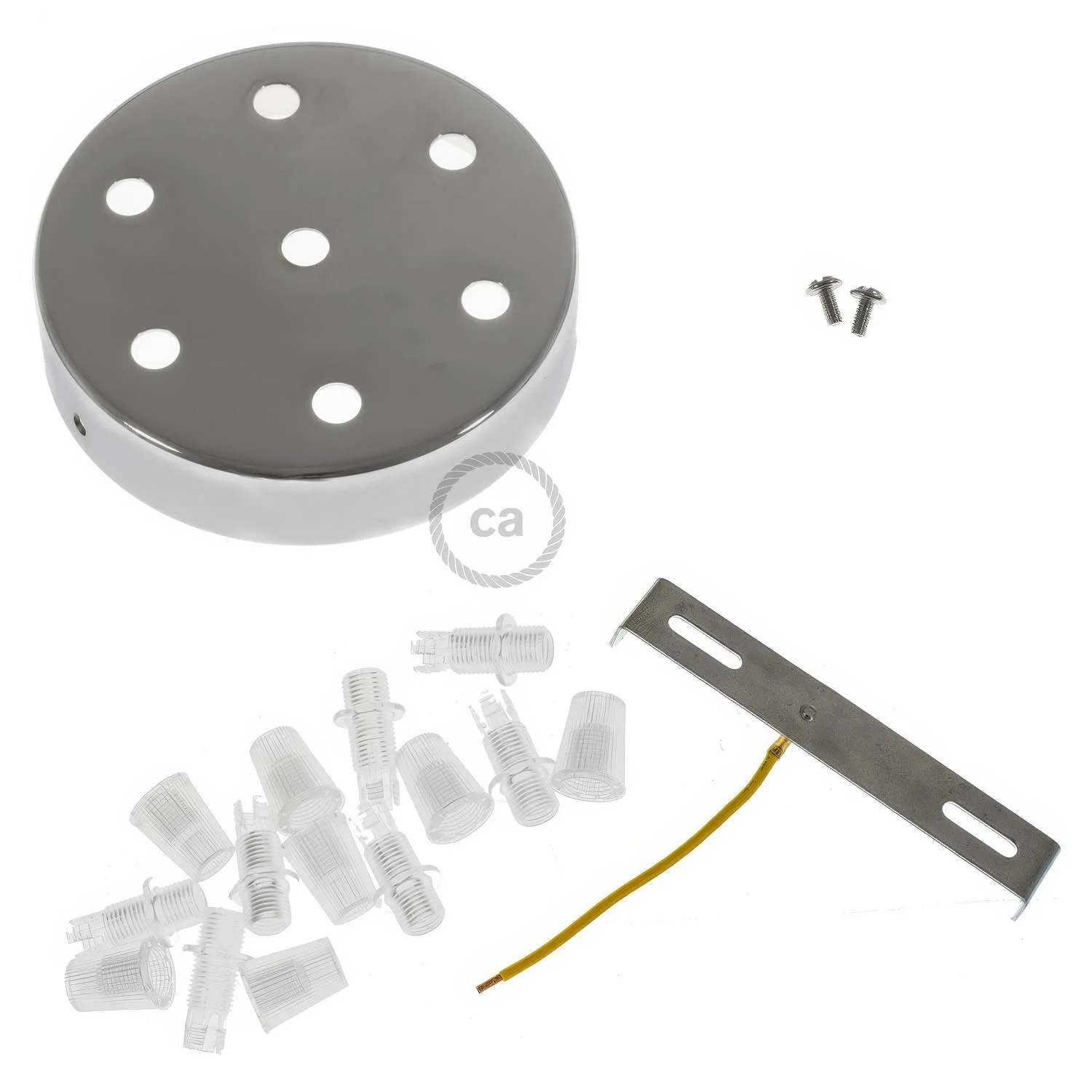 Zylindrisches Lampenbaldachin-Kit aus Metall mit 7 Löchern - Chrom - Image 3