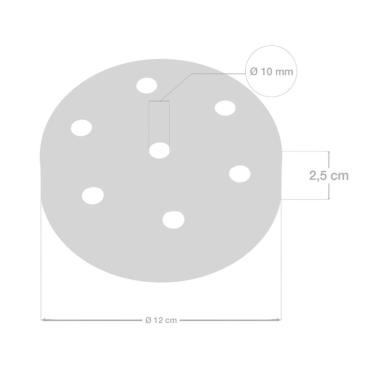 Zylindrisches Lampenbaldachin-Kit aus Metall mit 7 Löchern - Chrom - Image 5
