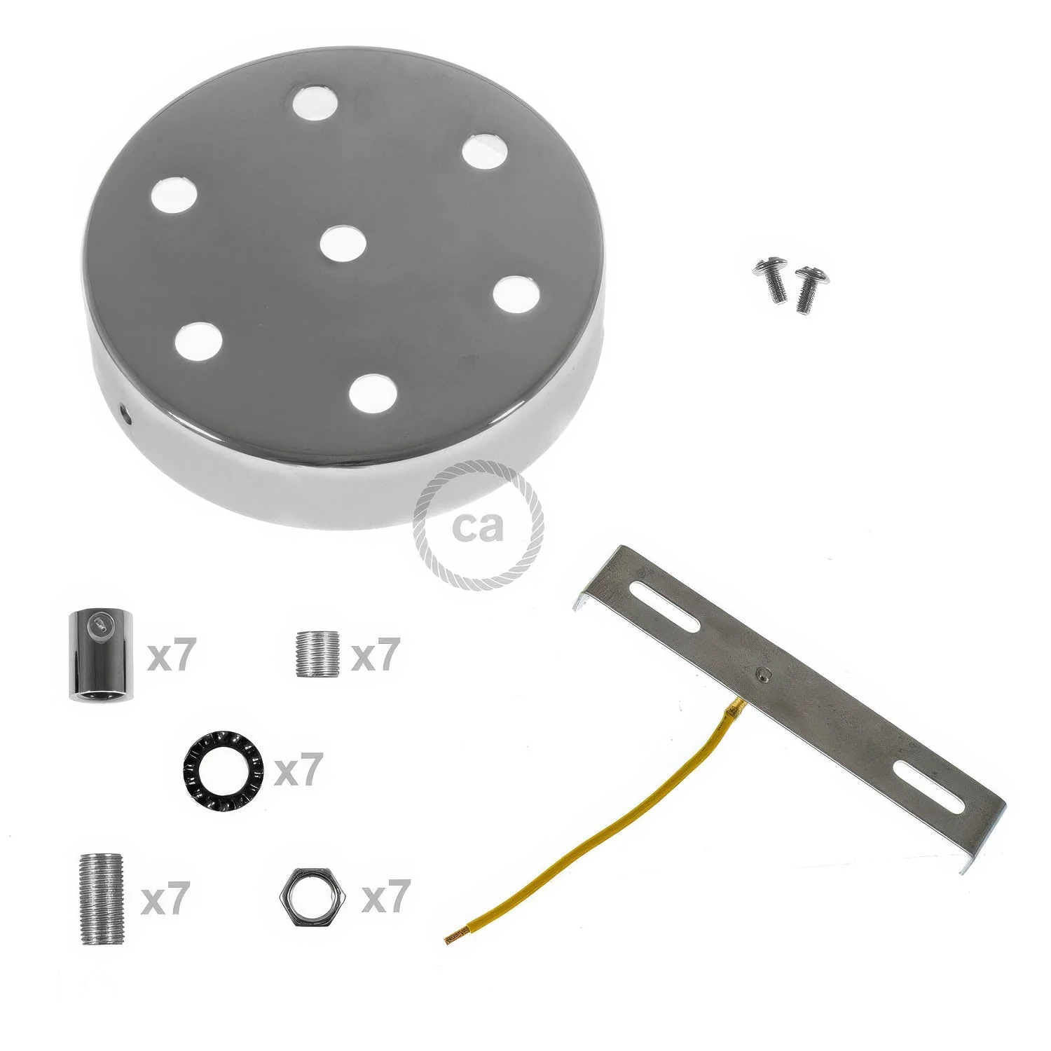 Zylindrisches Lampenbaldachin-Kit aus Metall mit 7 Löchern - Chrom - Image 8