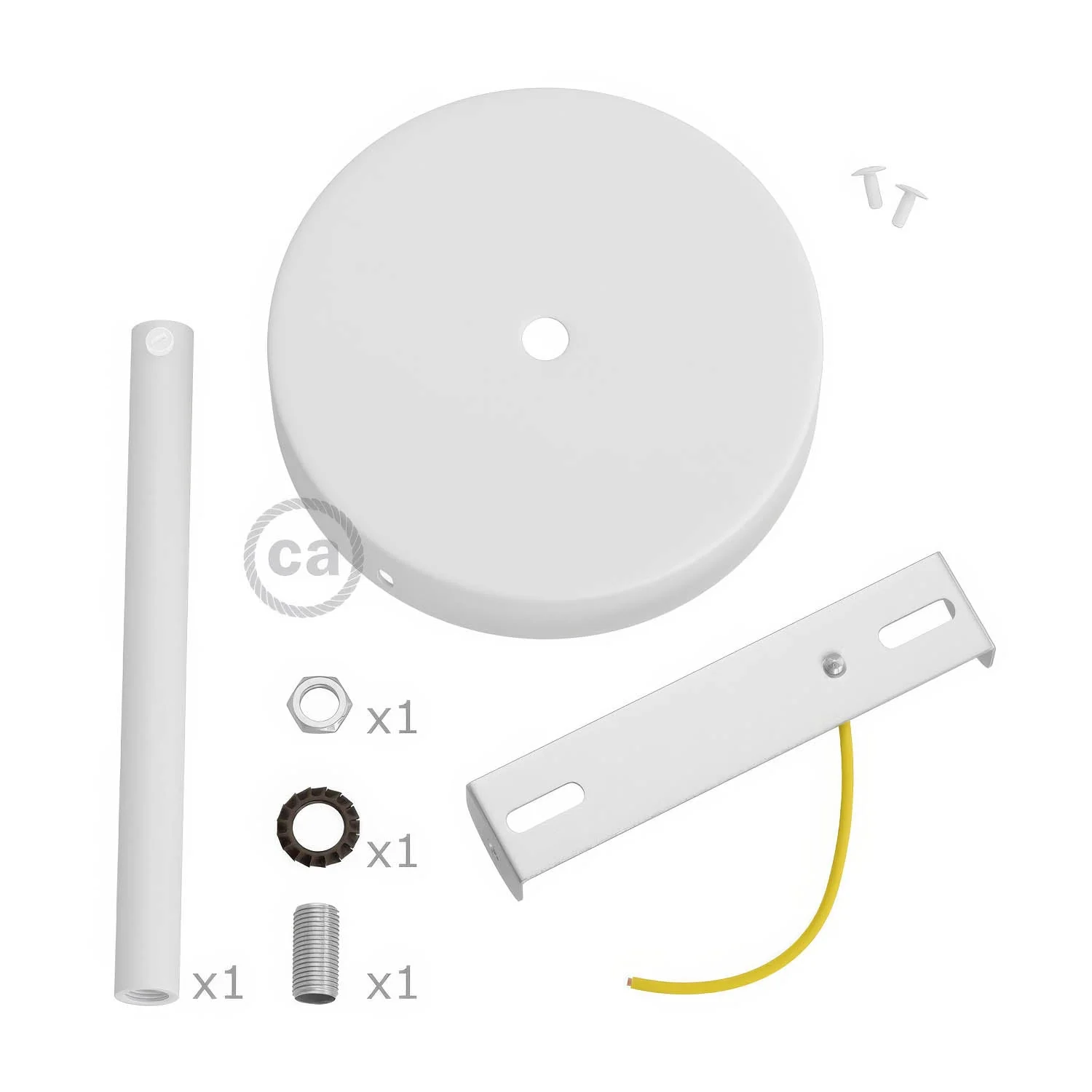 Zylindrisches Lampenbaldachin-Set aus Metall mit Zugentlastung, 15 cm – Mattweiß - Image 3