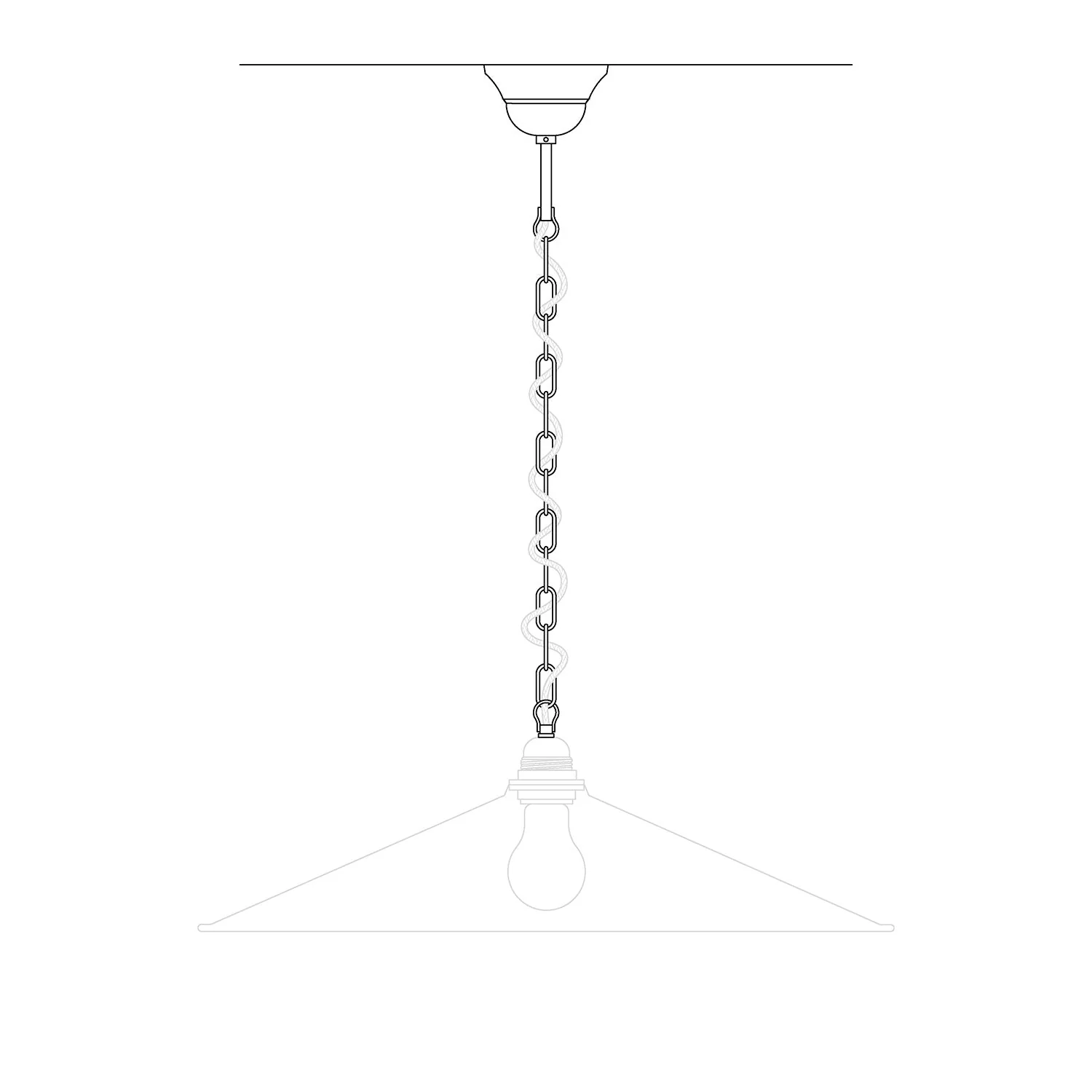 Komplett-Kit Vintage-Pendelleuchte: Lampenbaldachin aus Eisen und Genuesische Kette – 50 cm - Image 5