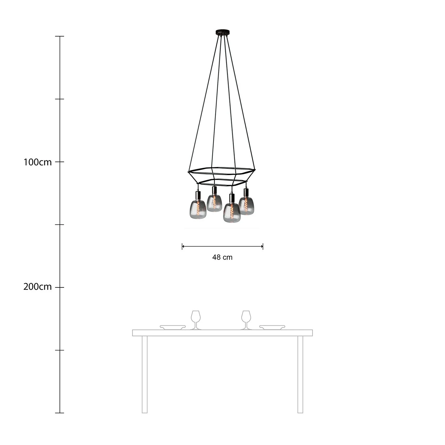 2 Cage Kronleuchter mit 4 Abhängungen Bona Pastell – Perlenschwarz - Image 6