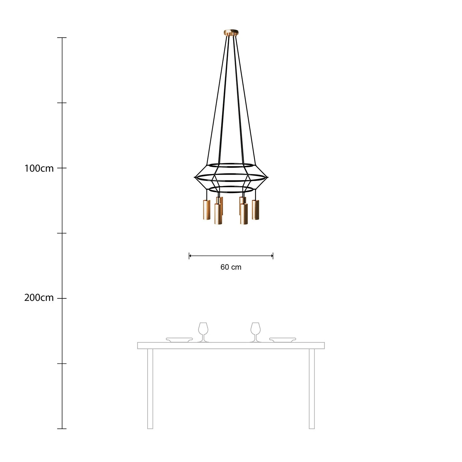 Kronleuchter 3 Cage mit 4 Abhängungen Tub-E14 - Satinbronze - Image 6