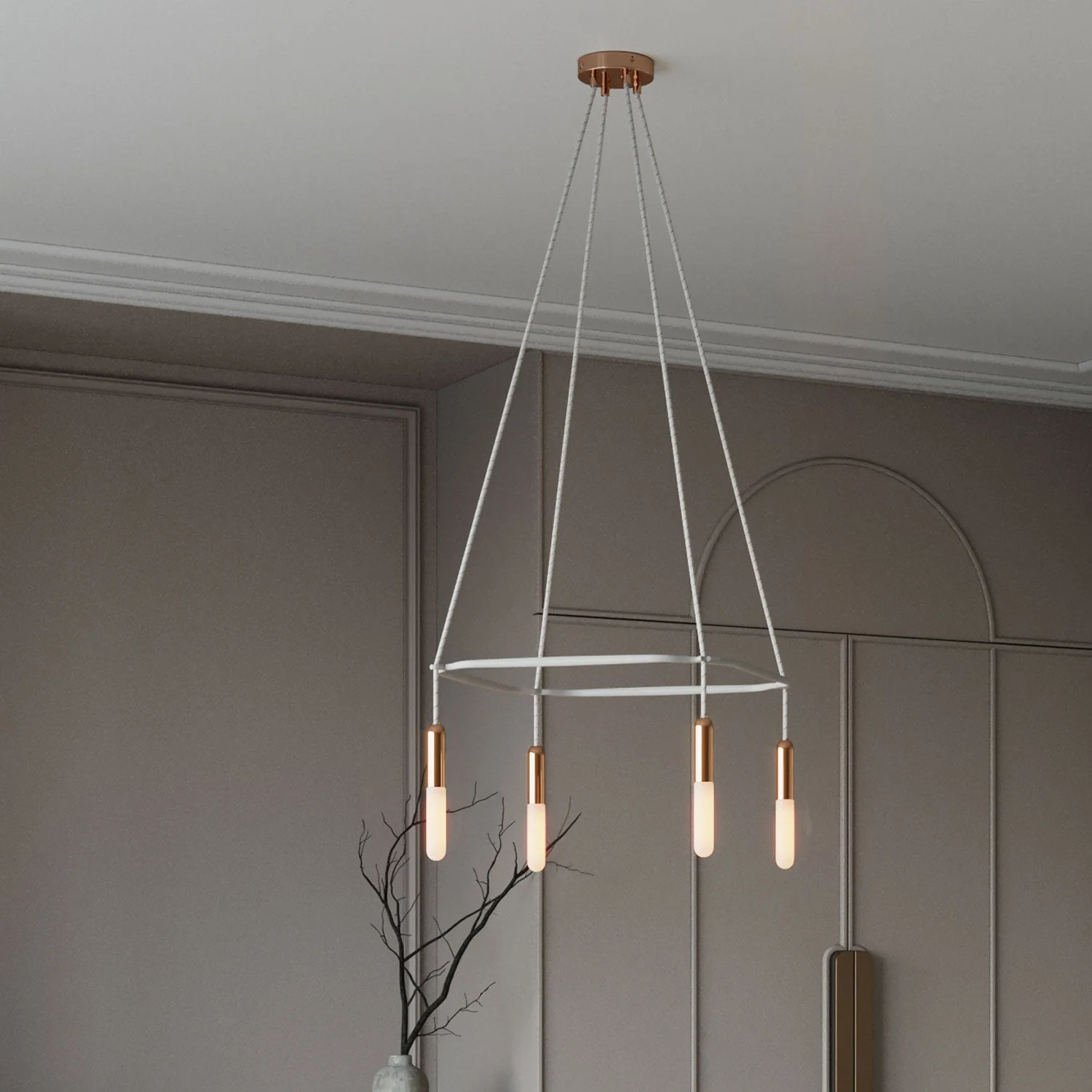 Kronleuchter Cage mit 4 Abhängungen P-Light - Kupfer - Image 3