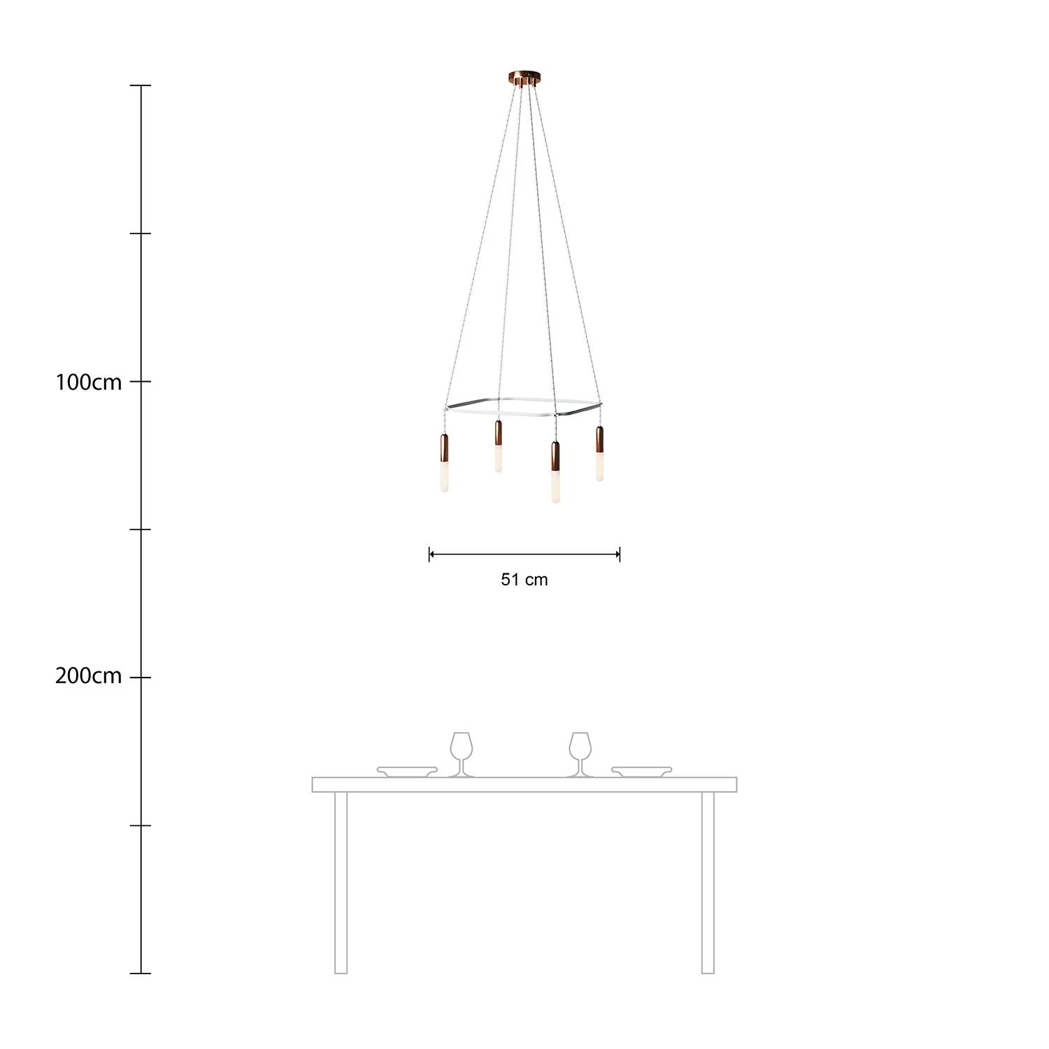 Kronleuchter Cage mit 4 Abhängungen P-Light - Kupfer - Image 6