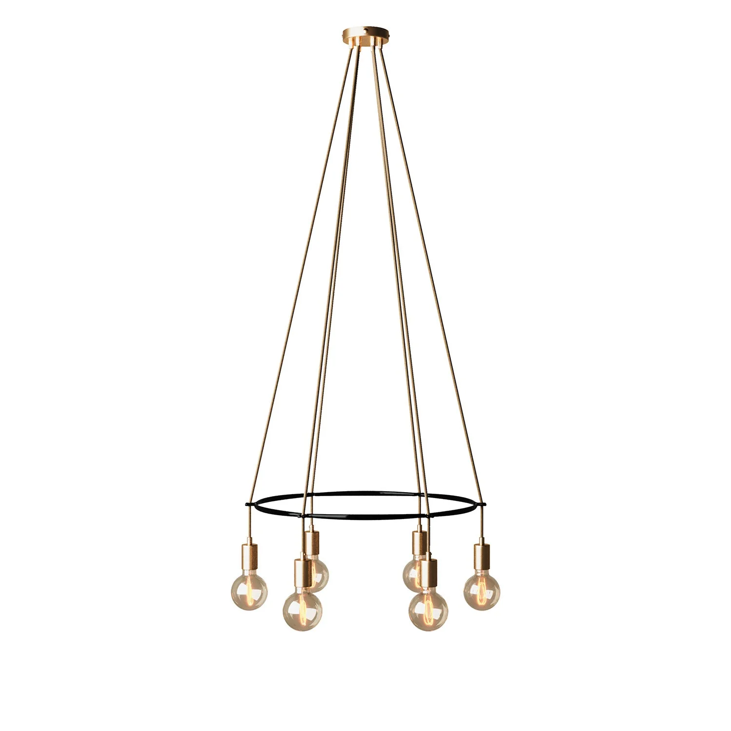 Pendelleuchte Cage mit 6 Globo-Abhängungen – Satinbronze