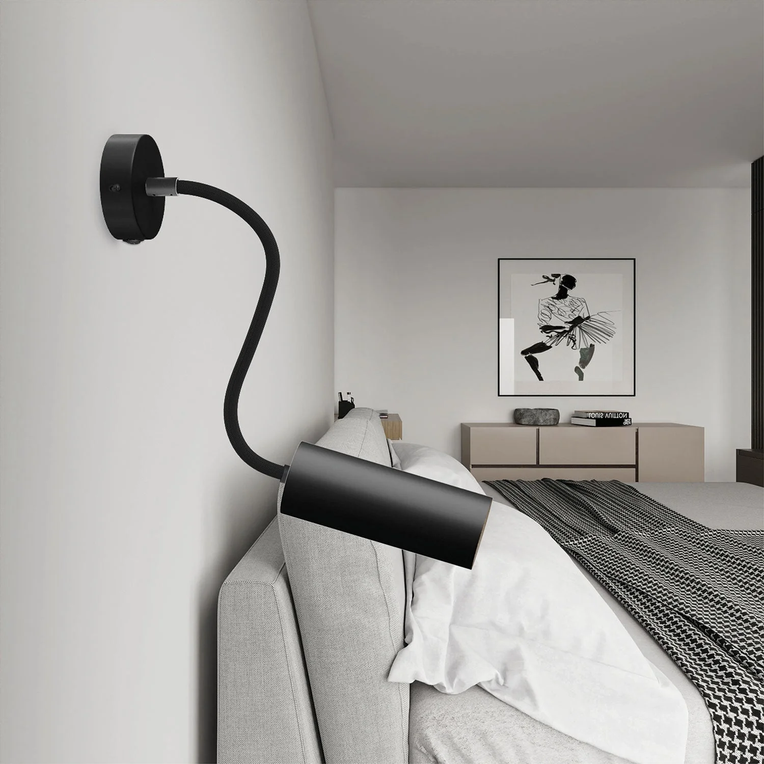 Fermaluce Flex 30 Lampe mit Mini-Baldachin und Schalter sowie Spot mit Tub-E14-Schirm – Schwarz - Image 2