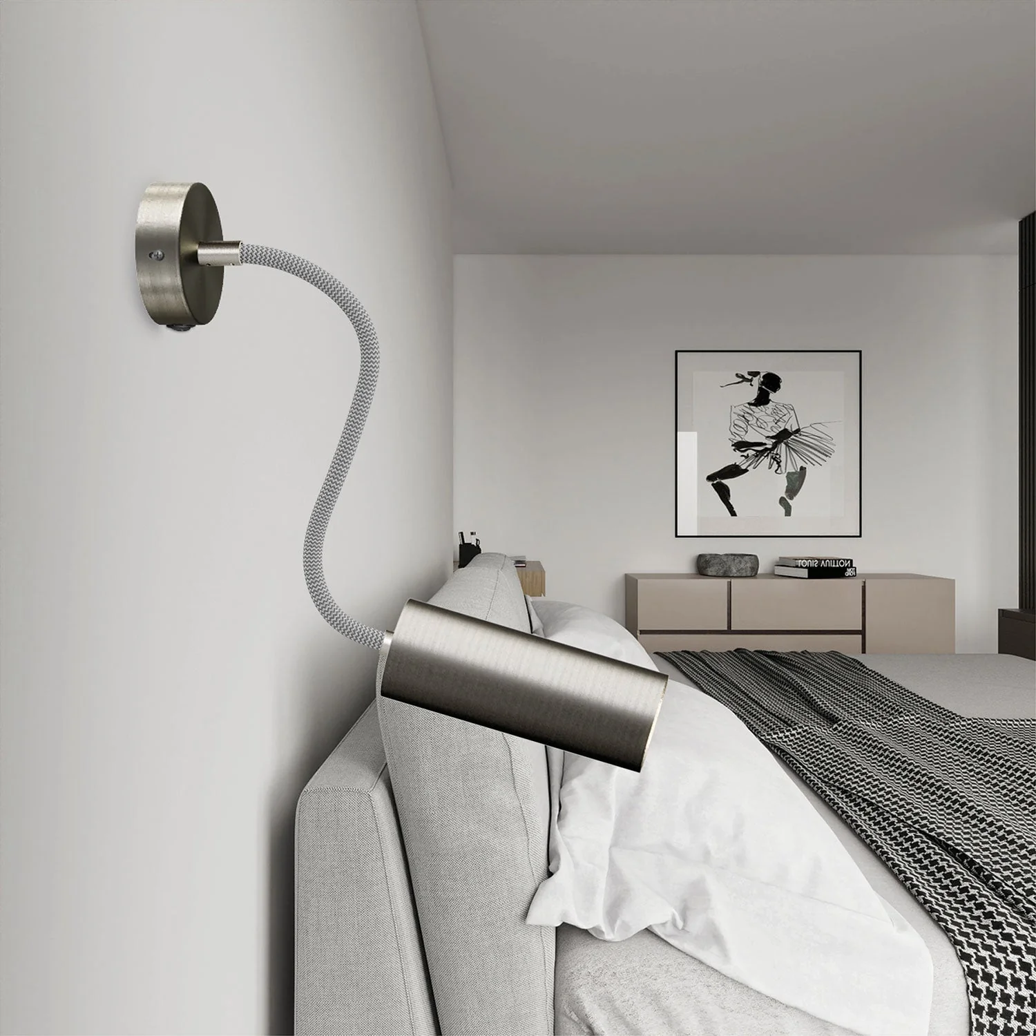 Fermaluce Flex 30 mit Mini-Baldachin mit Schalter und Spot mit Tub-E14-Lampenschirm – Satin-Titan - Image 2