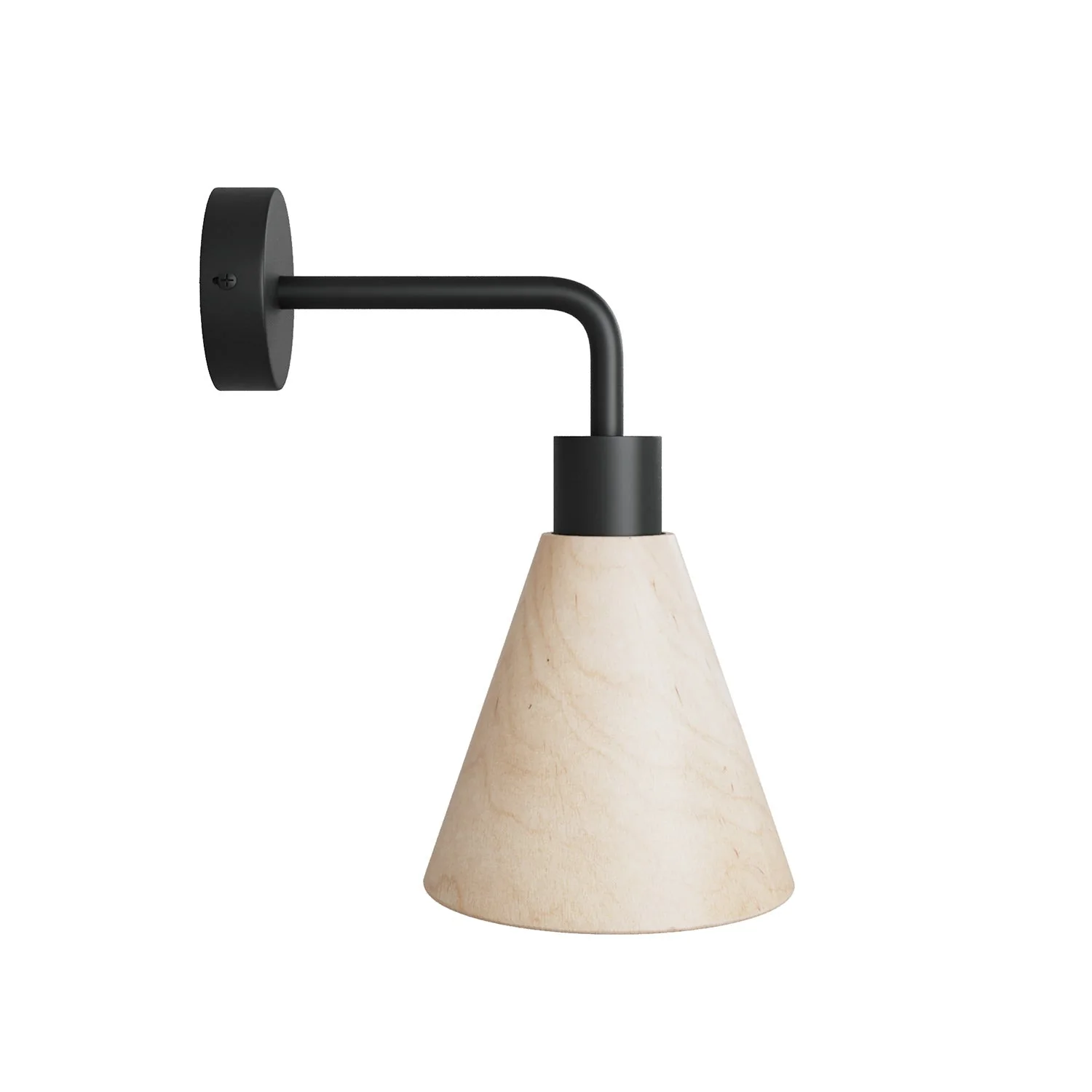 Fermaluce-Lampe mit konischem Lampenschirm aus Holz und gebogener Verlängerung – Schwarz