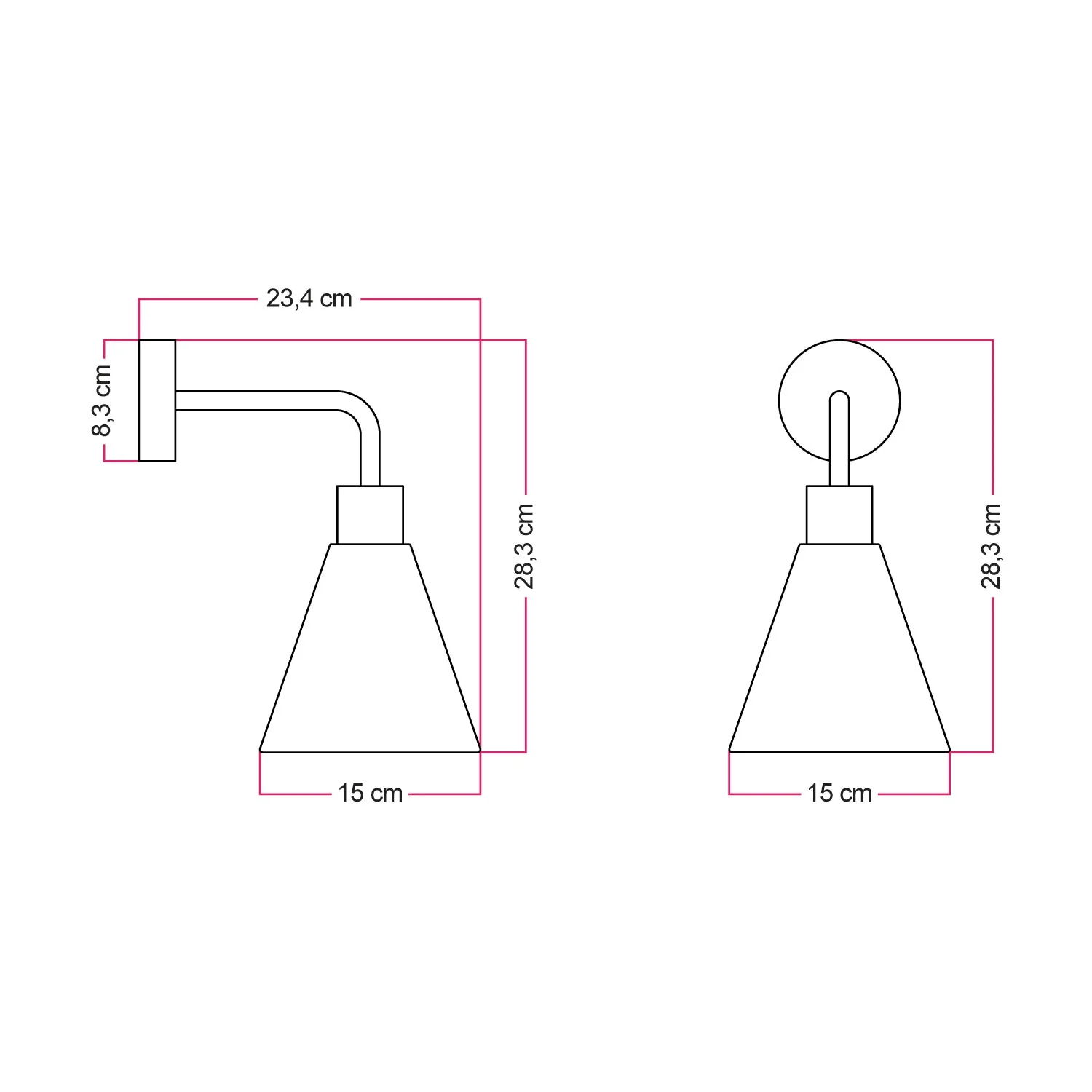 Fermaluce-Lampe mit konischem Lampenschirm aus Holz und gebogener Verlängerung – Schwarz - Image 3