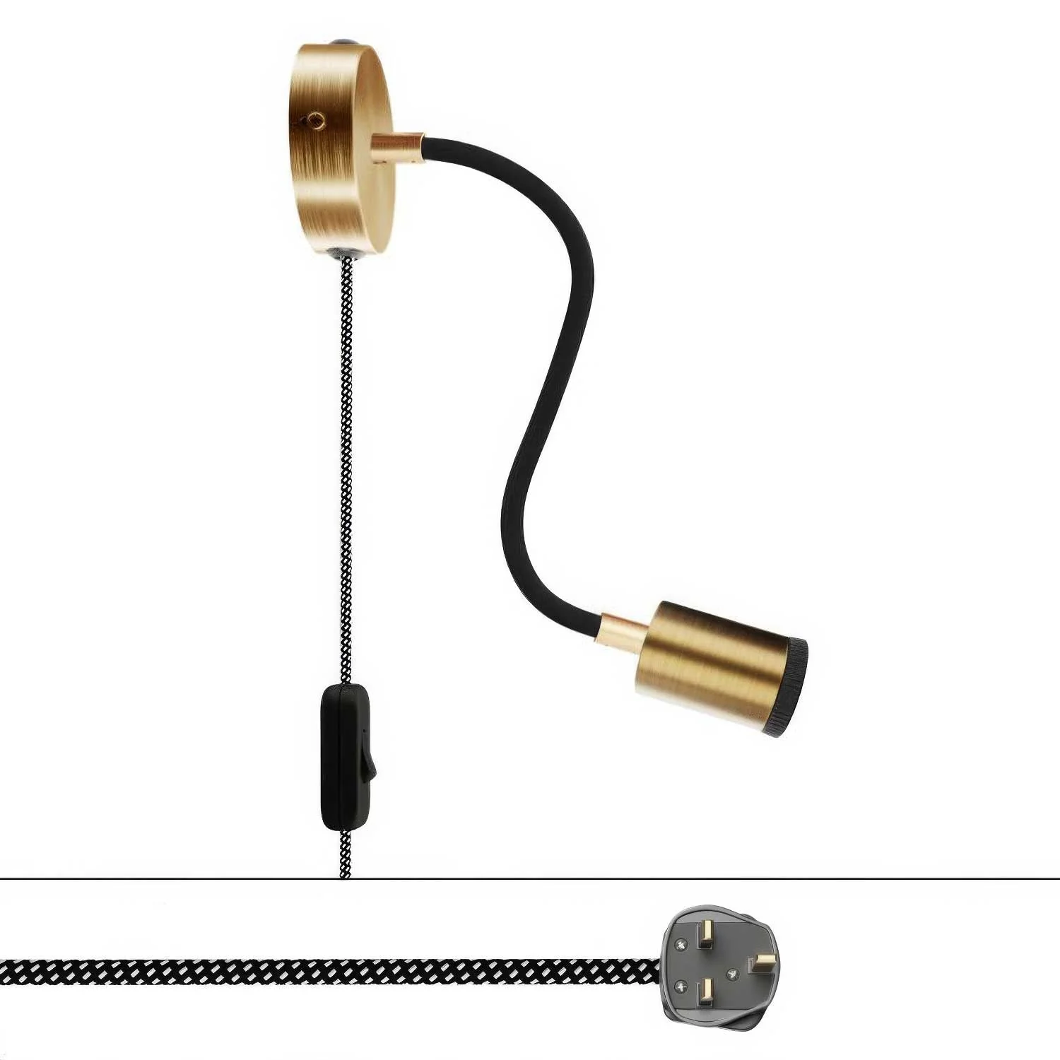 Flexibles Spostaluce Flex 30 mit schwenkbarem GU1d0-Strahler und UK-Stecker – Satinbronze